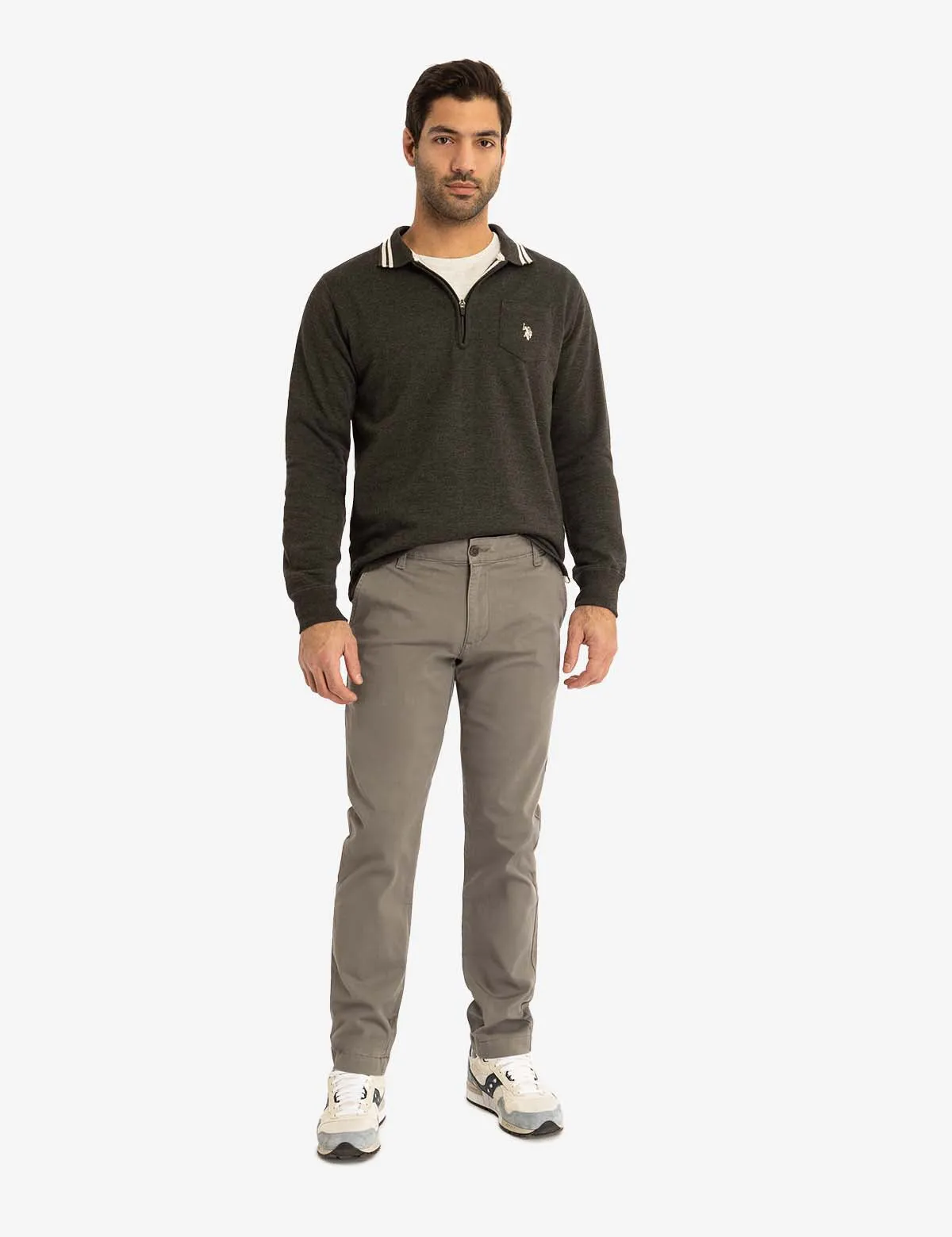 1/4 ZIP CHEST POCKET FRENCH TERRY SWEATSHIRT