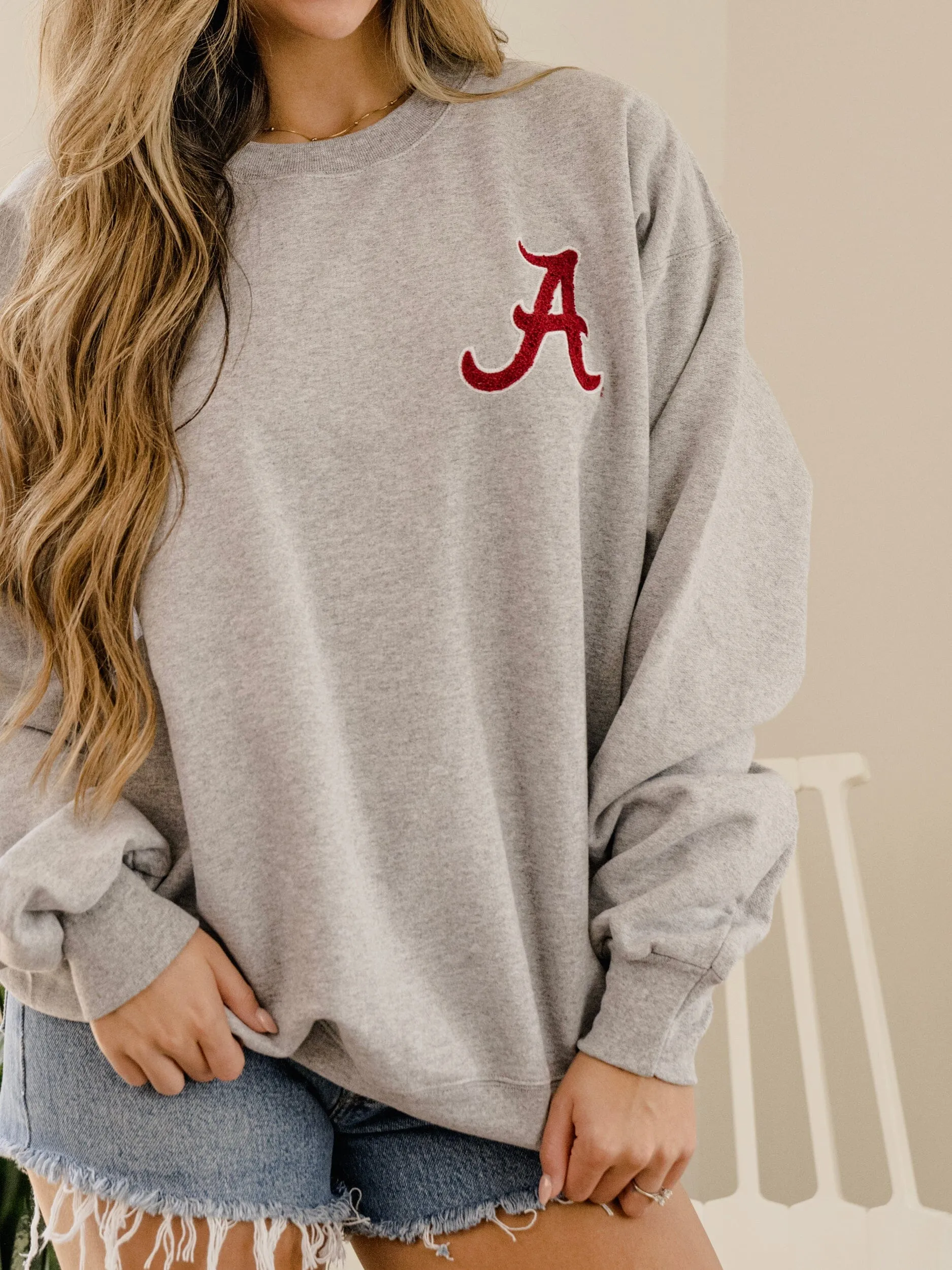 Alabama Crimson Tide Chenille Patch Gray Sweatshirt