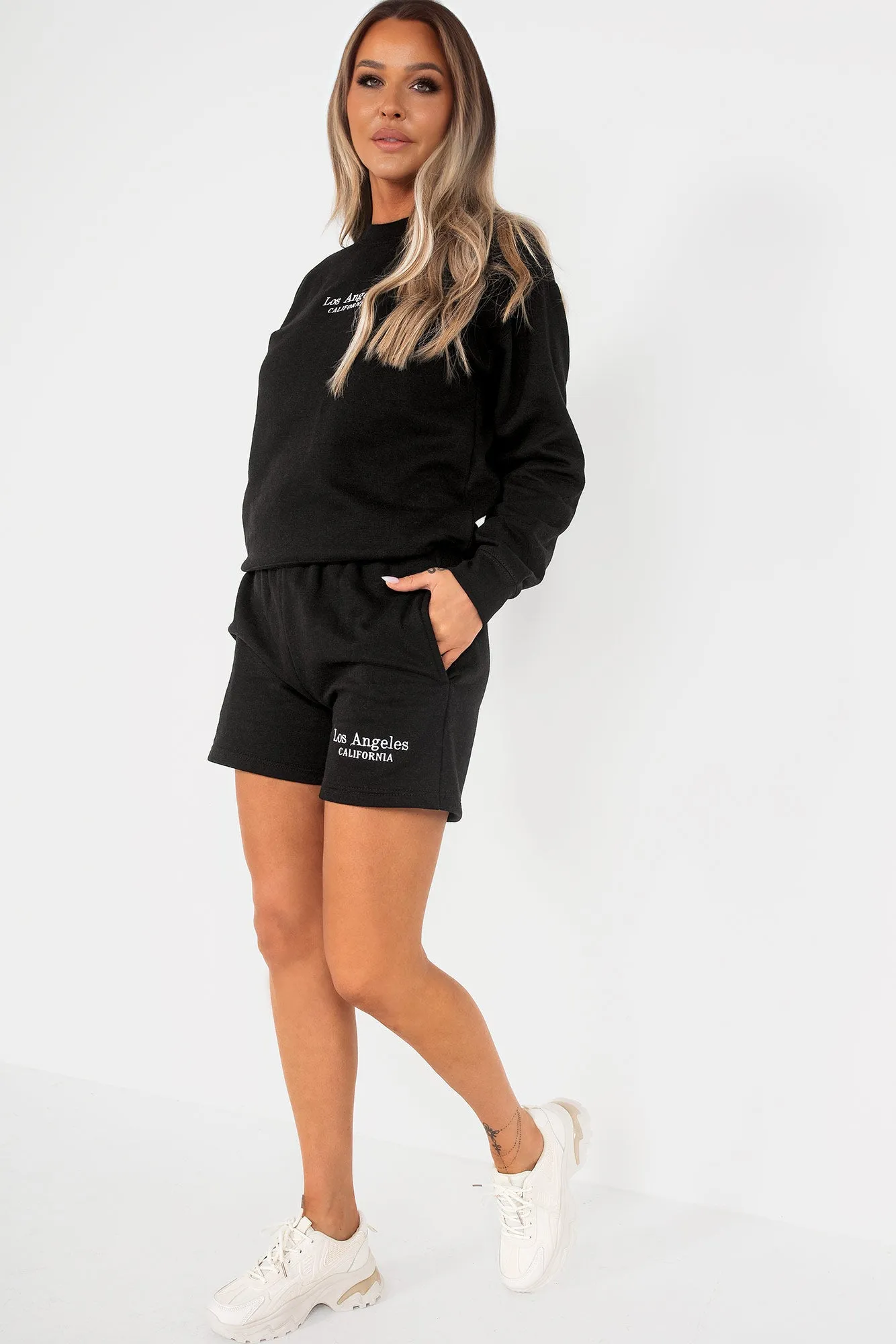 Aliyah Black 'Los Angeles' Shorts Co Ord