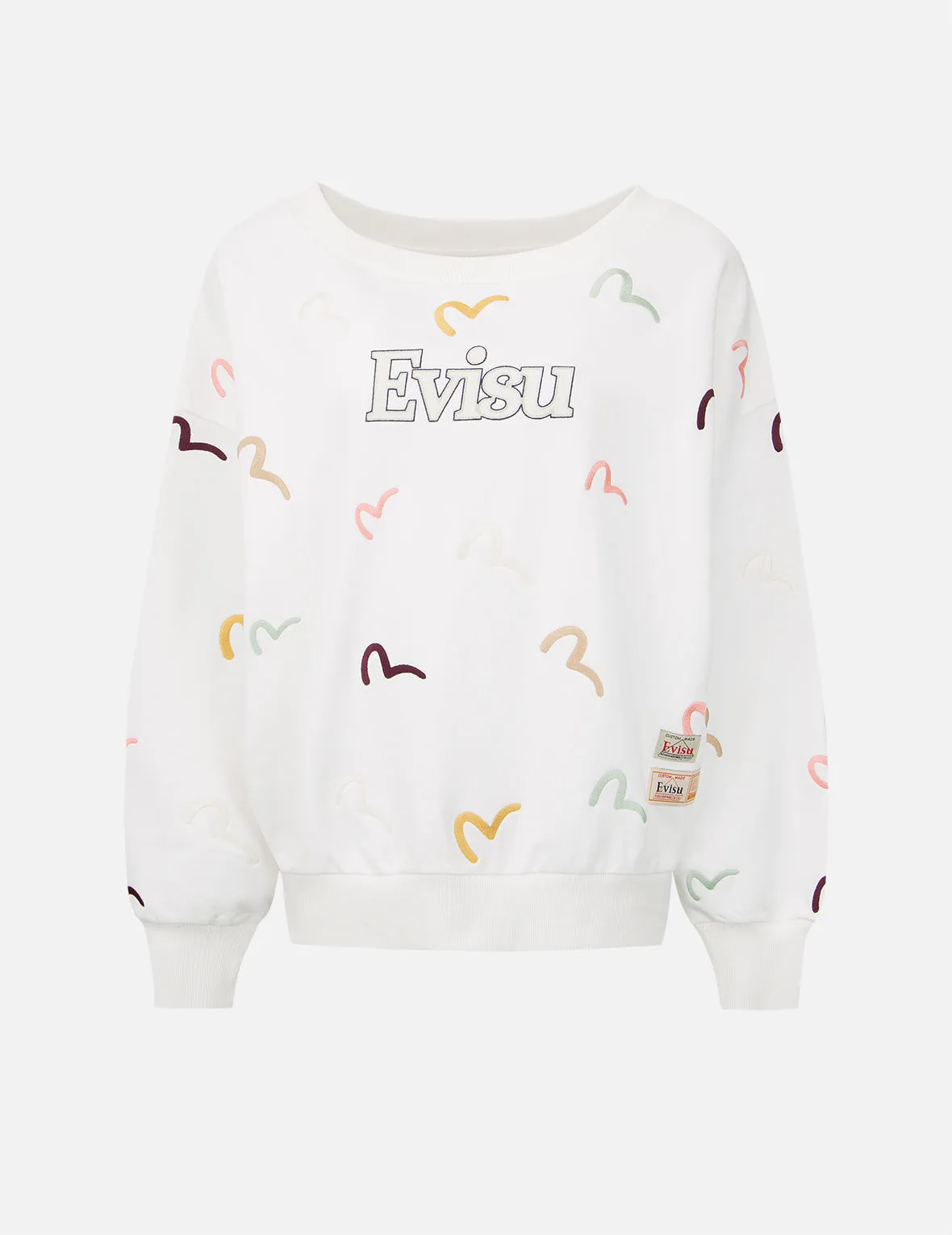 Allover Multi-color Seagull Embroidery Sweatshirt