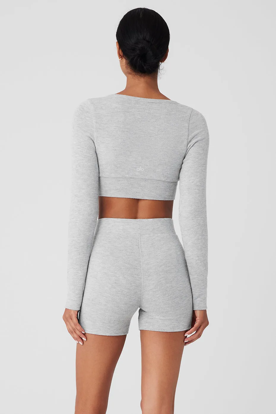 Alolux Cropped Me Time Cardigan - Athletic Heather Grey