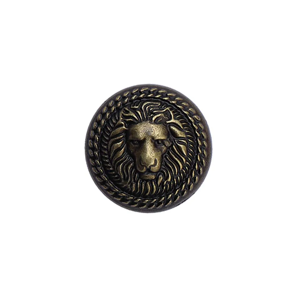 Antique Vintage Lion Face Round Shape Shank Metal Buttons