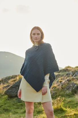 Aran Poncho with Buttons