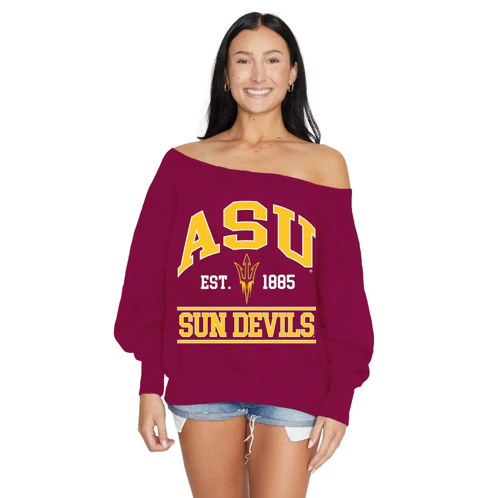 Arizona State ASU Off the Shoulder Sweatshirt