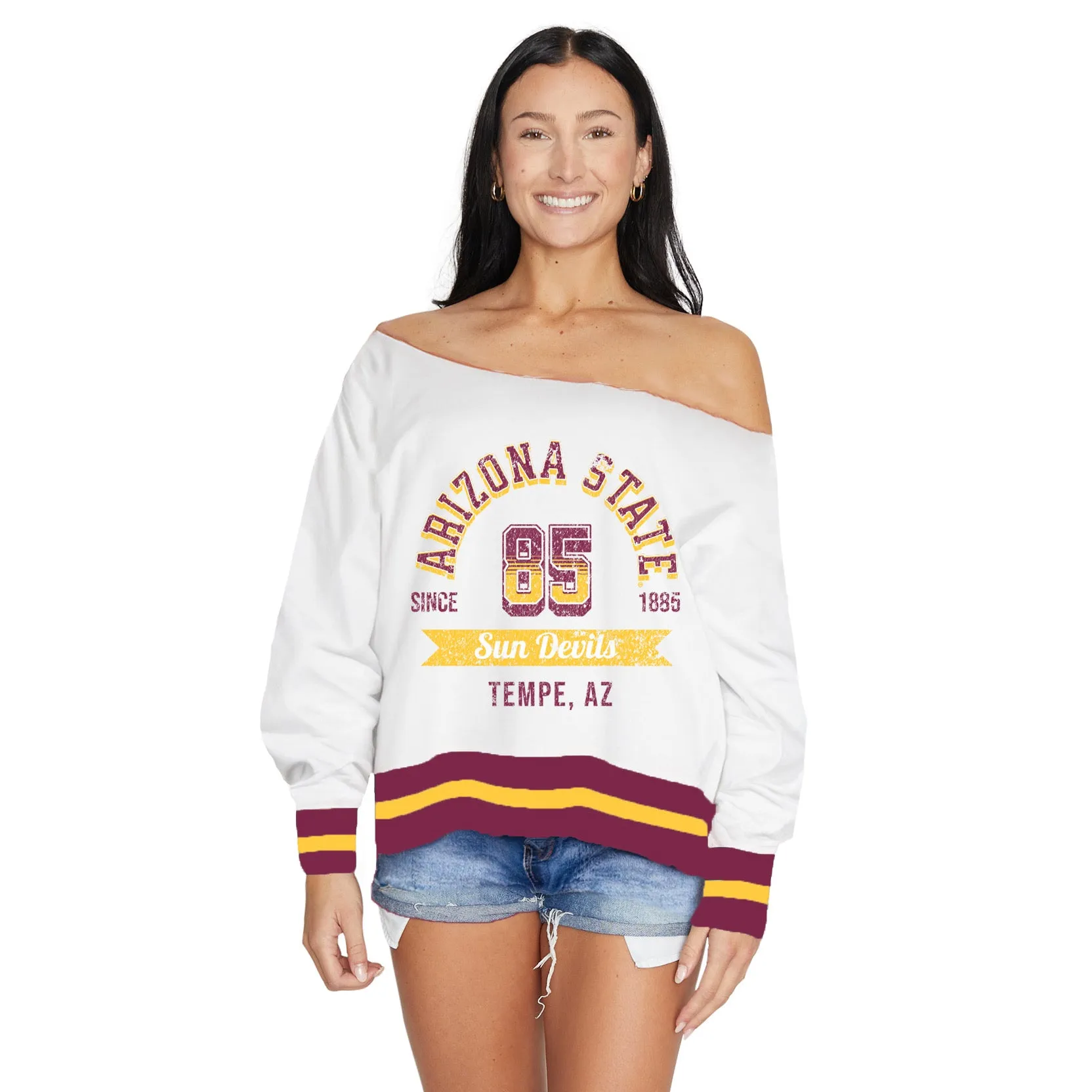 Arizona State ASU Vintage Off the Shoulder Sweatshirt