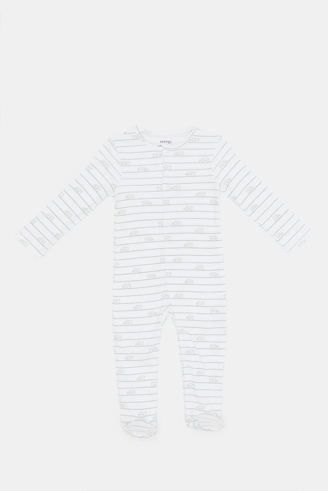 Babies White Striped Sleepsuit