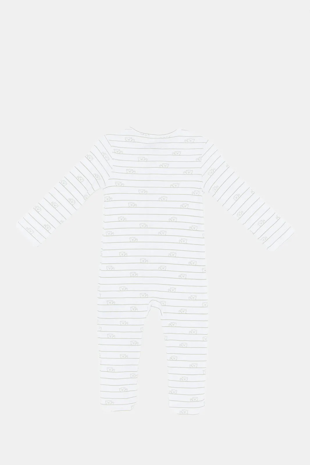 Babies White Striped Sleepsuit