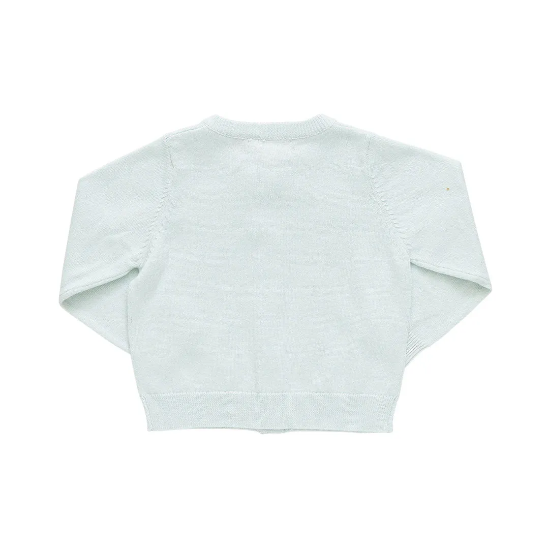 Baby Girls Paper Floral Sweater - Light Aqua