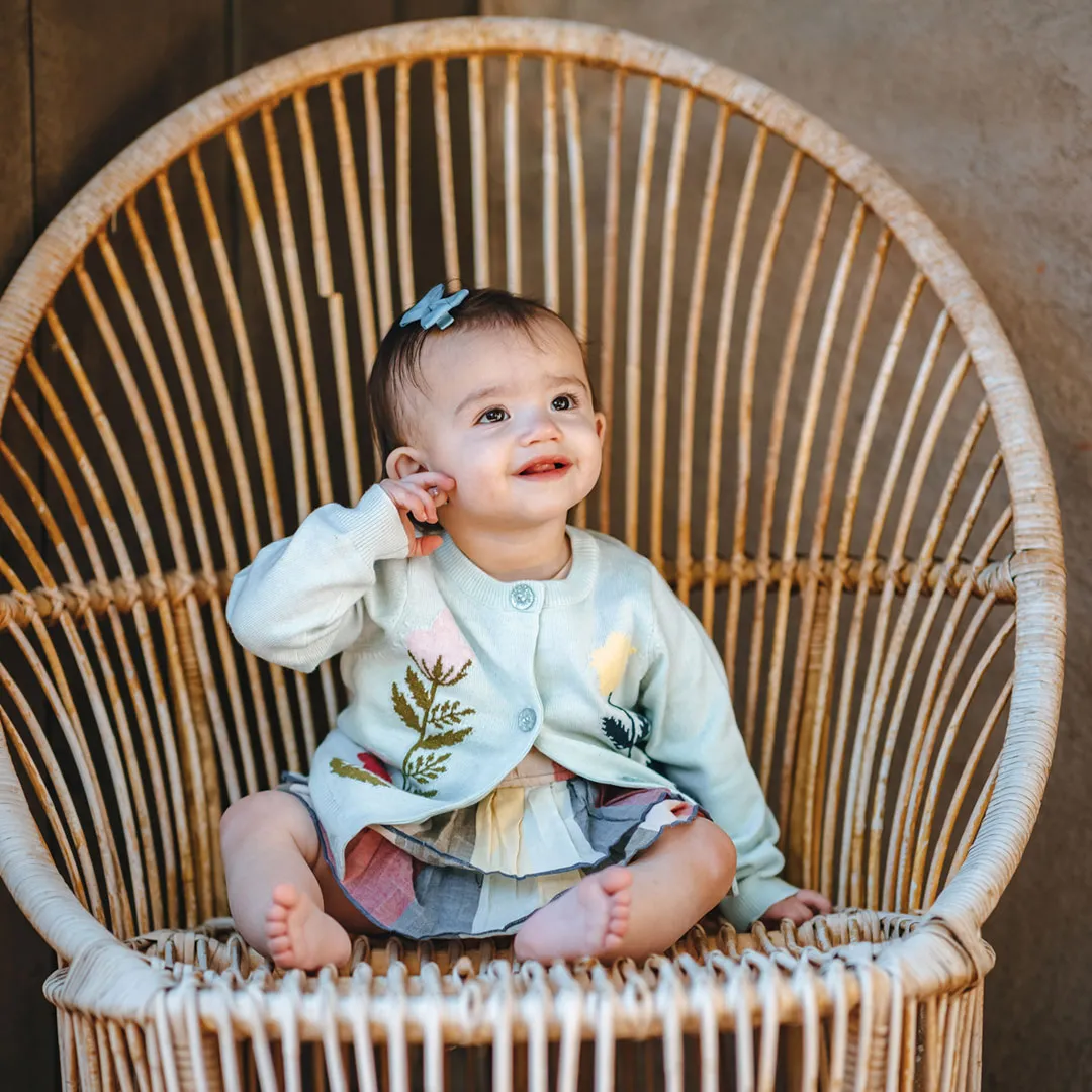 Baby Girls Paper Floral Sweater - Light Aqua