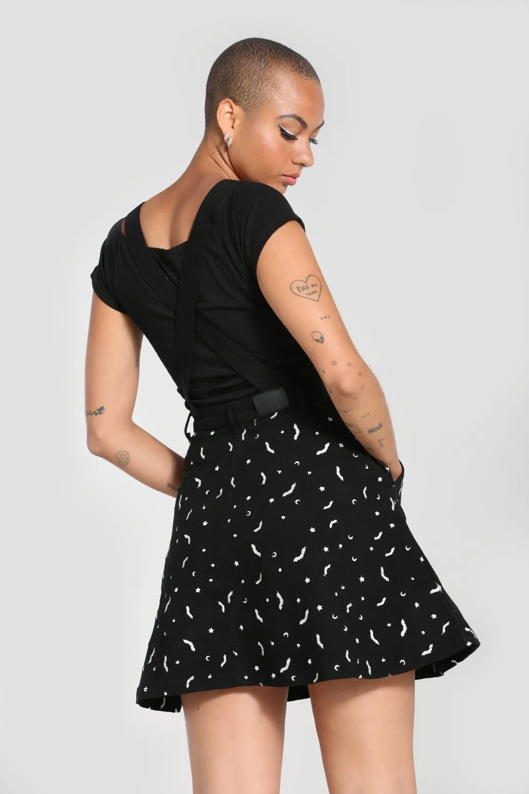 Bat Pinafore Dress Black