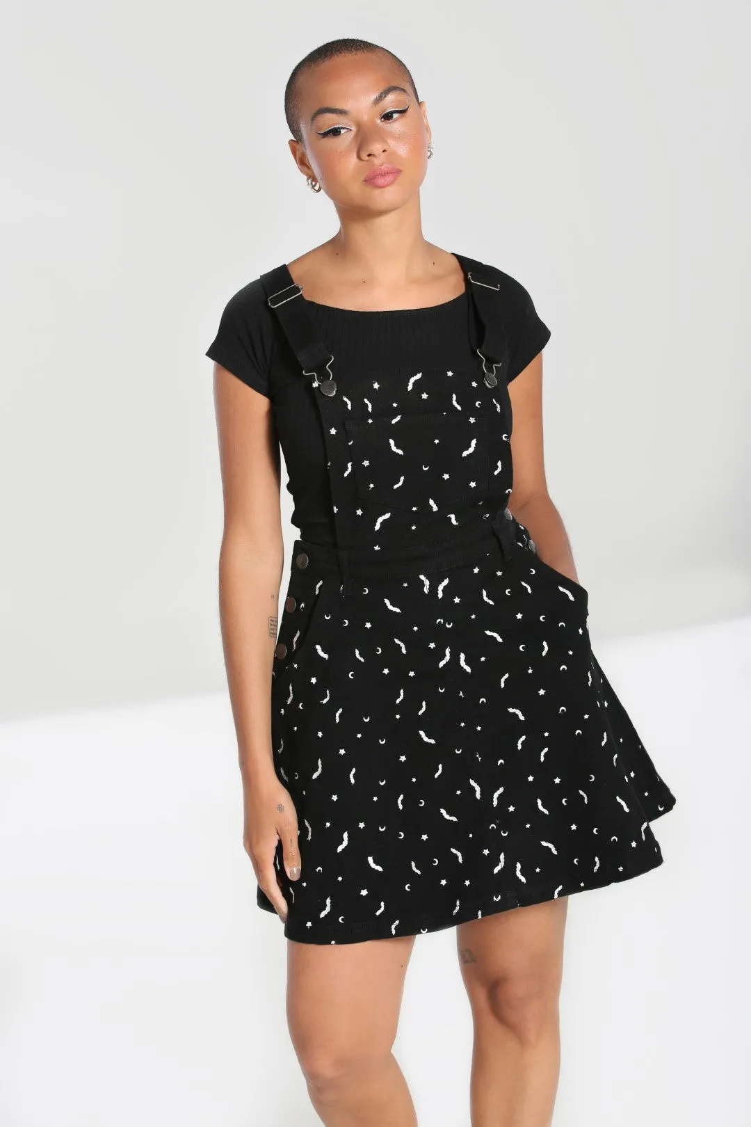 Bat Pinafore Dress Black