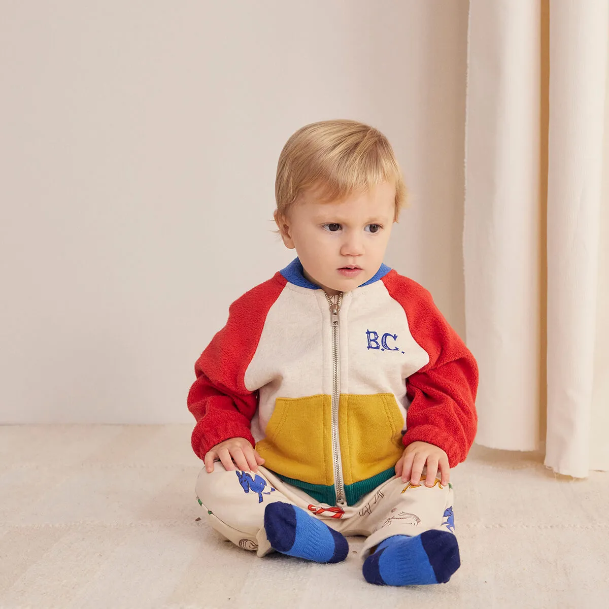 B.C Colour Block Zipped Baby Sweatshirt by Bobo Choses