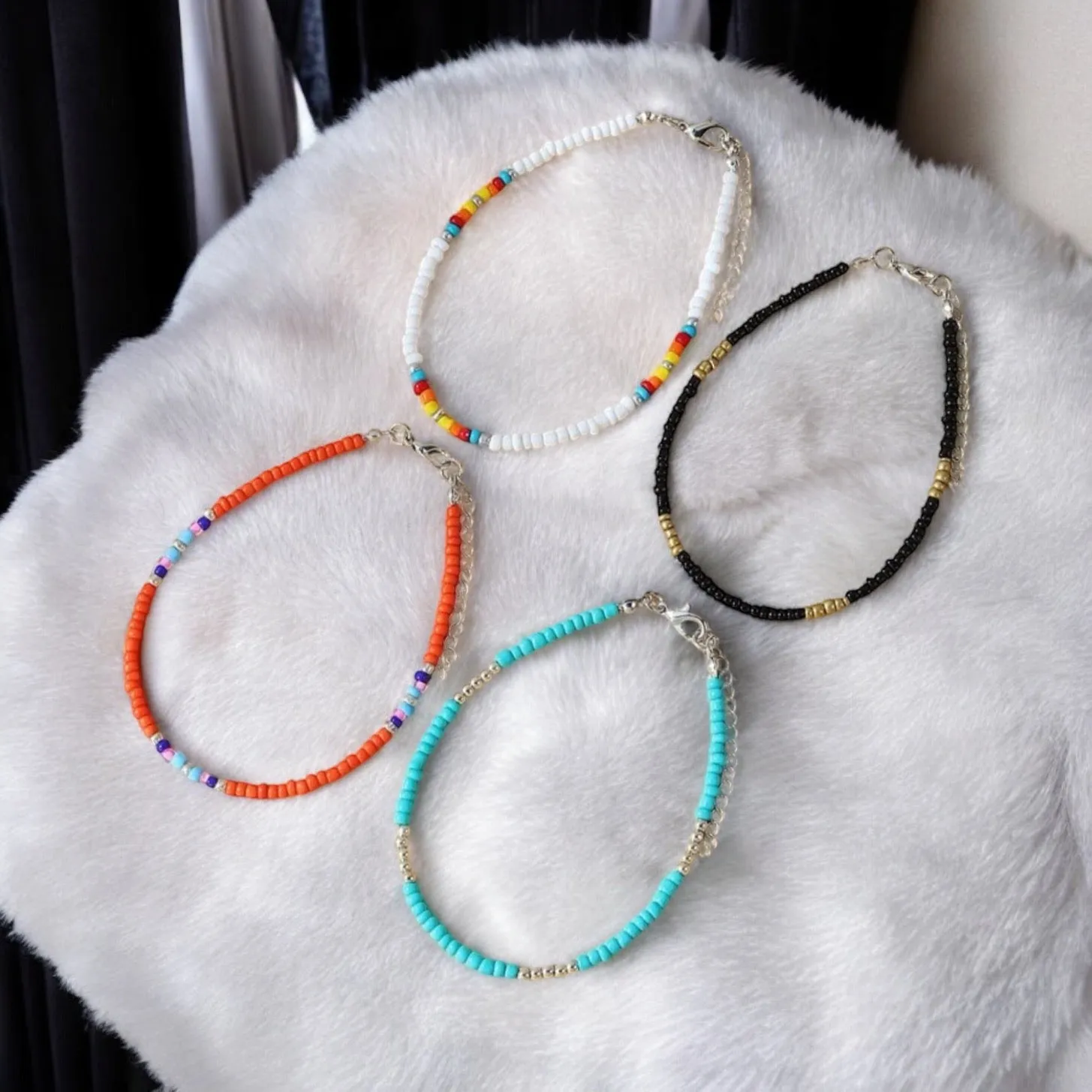 Beautiful 4 Piece Color Block Anklet