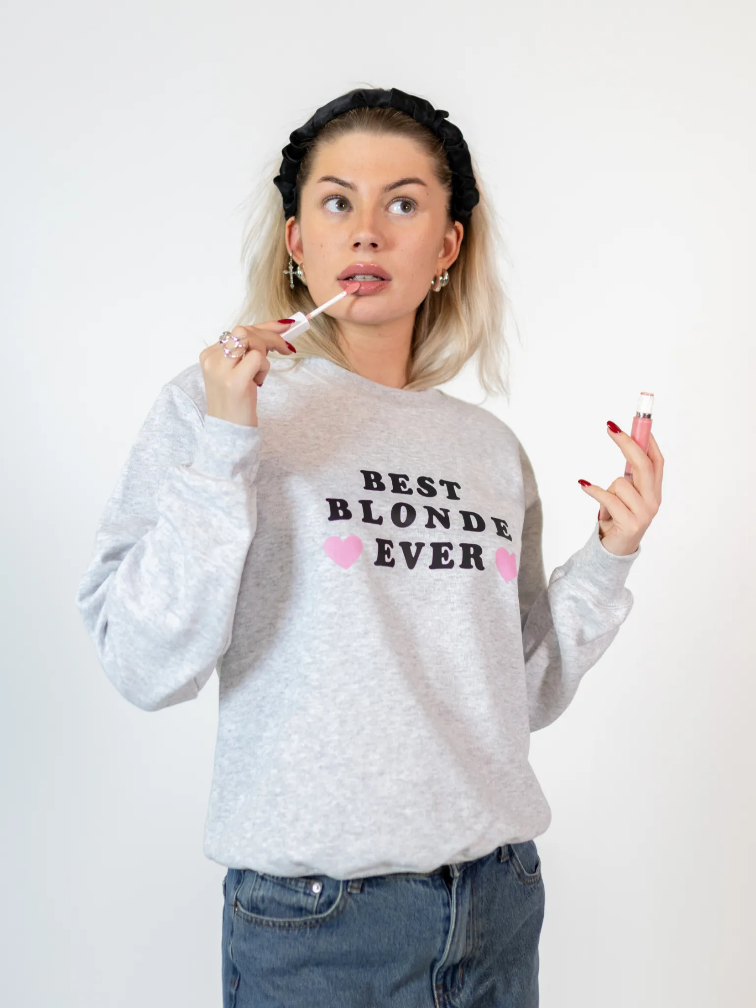 BEST BLONDE SWEATSHIRT - GRÅ