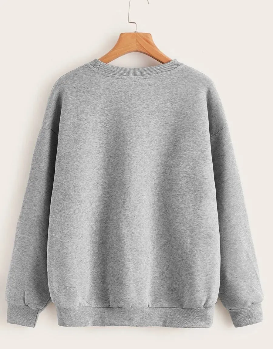 BHO Men's Crew Neck Soft Fleece Basic Oversized Sweatshirt- Heather Grey