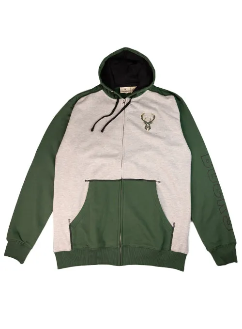 Big & Tall Contrast Stitch Milwaukee Bucks Fill Zip Hooded Sweatshirt