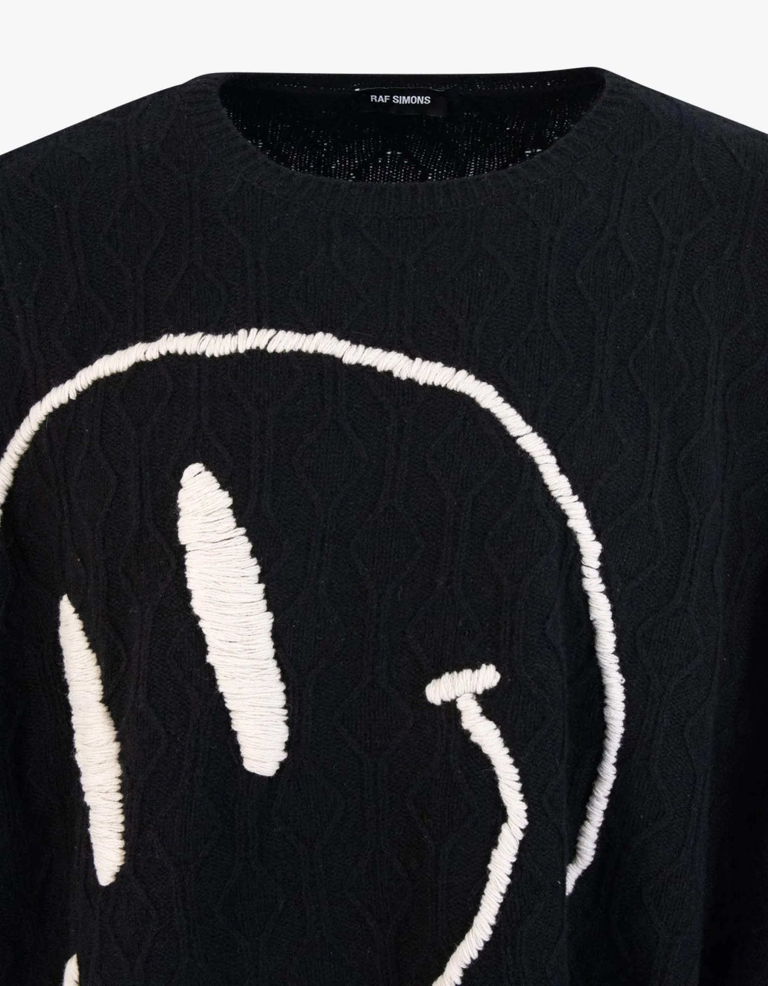 Black Collage Smiley Oversized Wool Sweater -