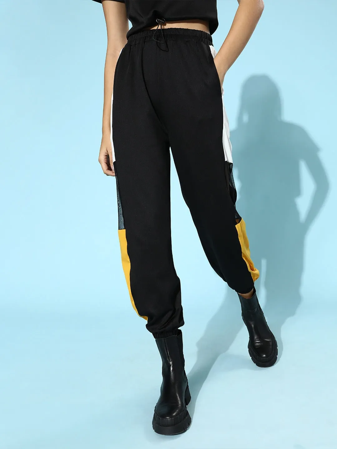 Black Scuba Side Color Block Joggers