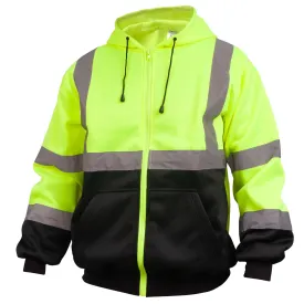 Black Stallion Hi-Vis Fleece Full-Zip Hooded Sweatshirt - JS3050-LB