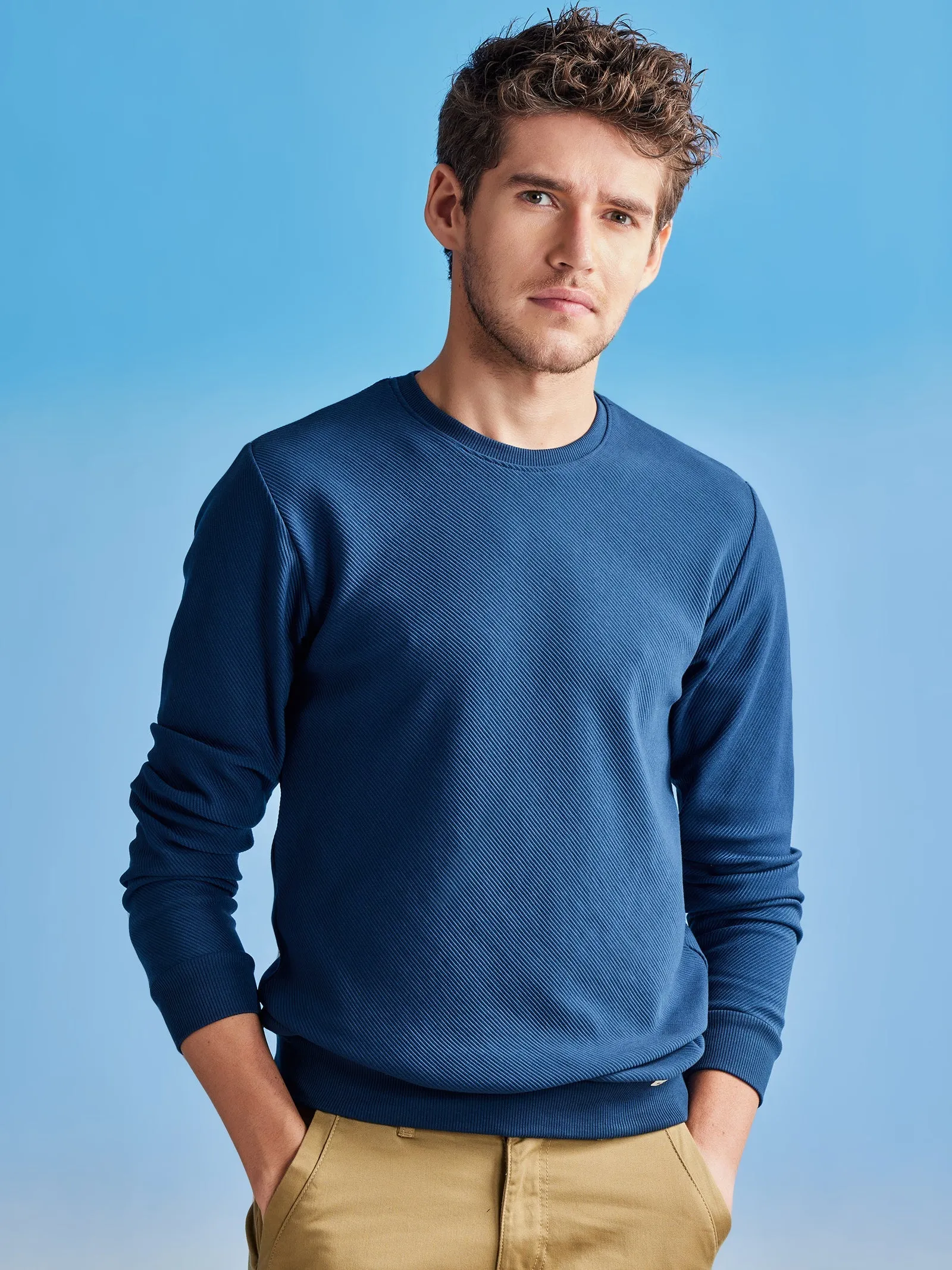 Blue Ottoman Crew Neck Sweatshirt