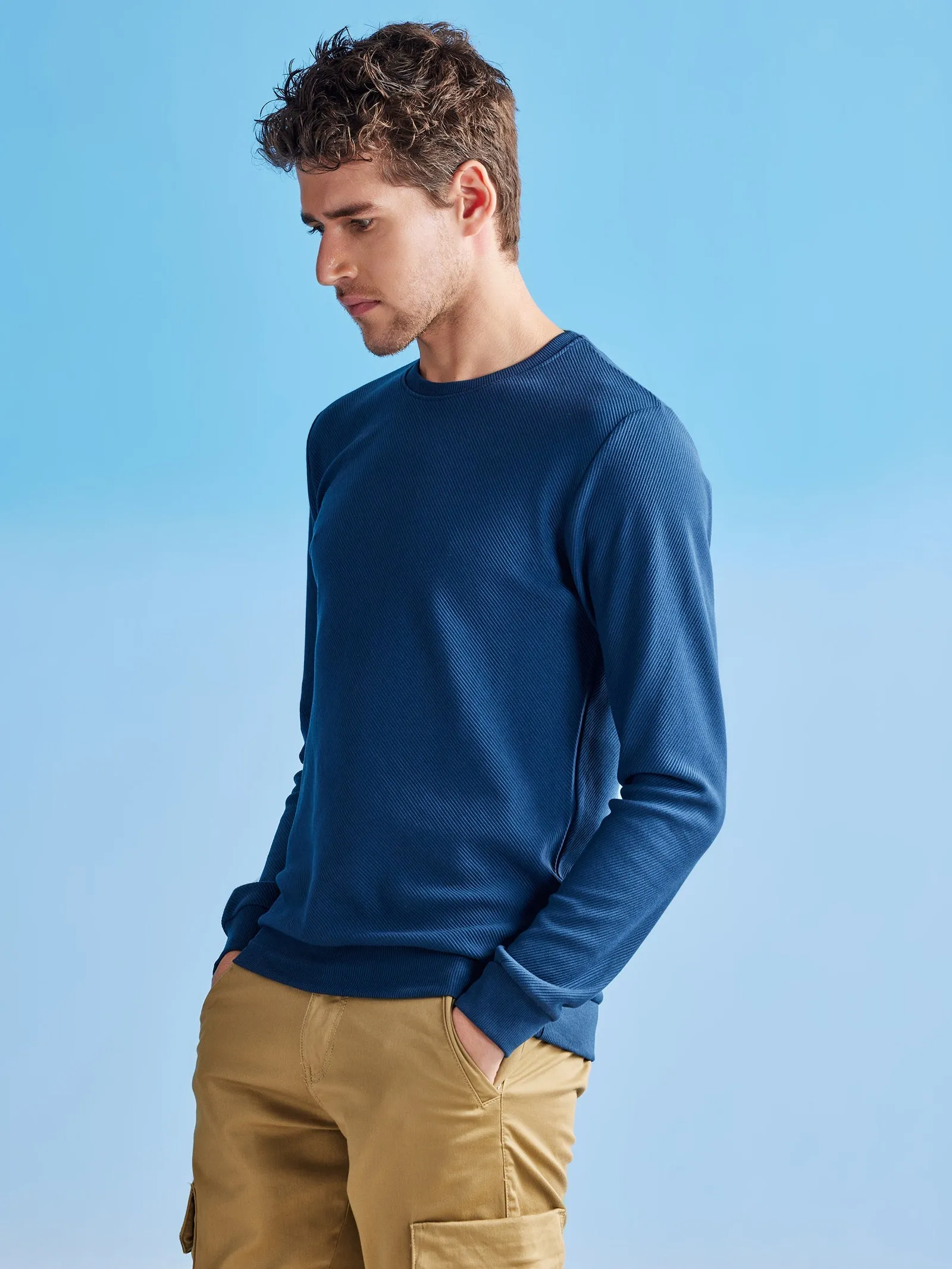 Blue Ottoman Crew Neck Sweatshirt