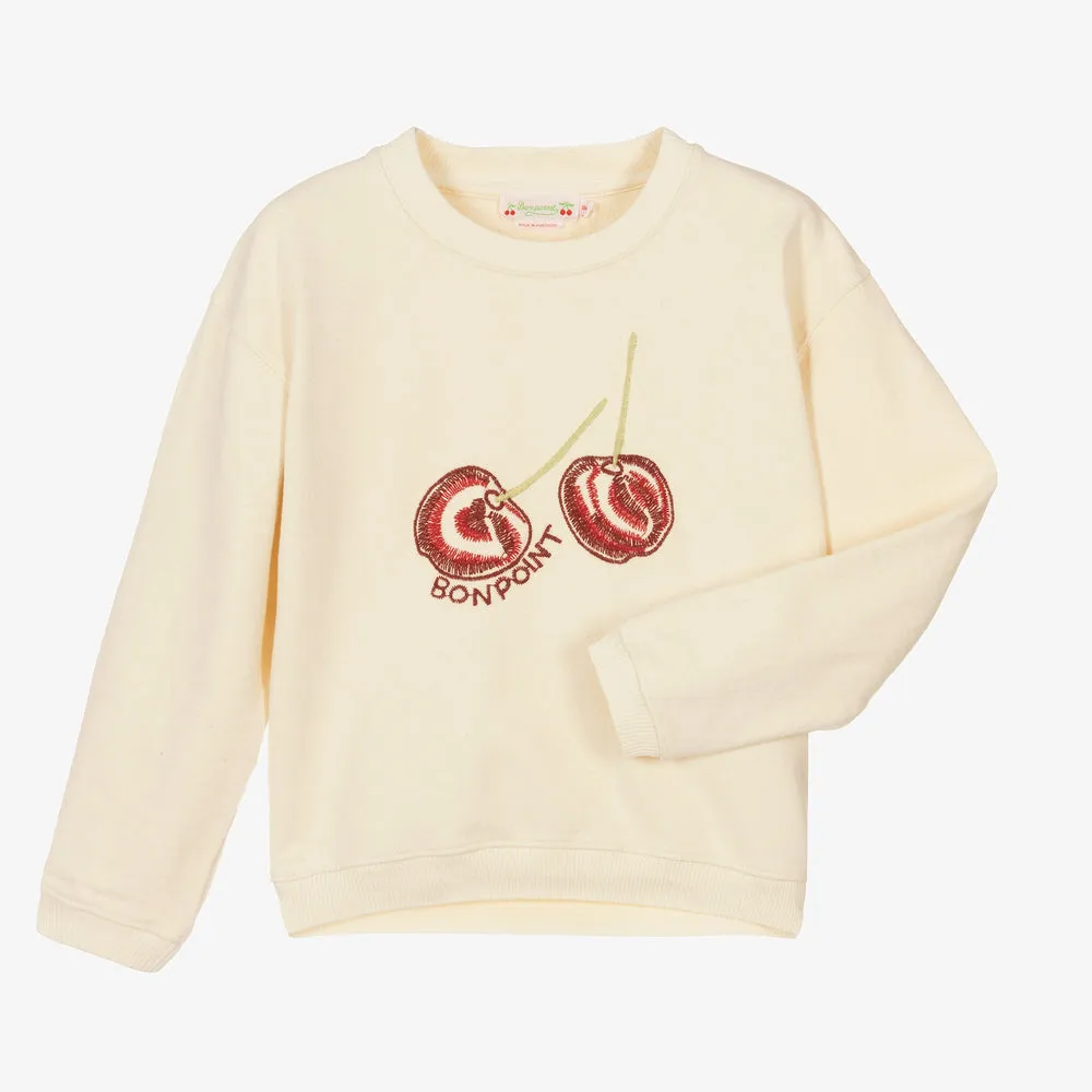 BONPOINT Ivory sweatshirt for girl with logo