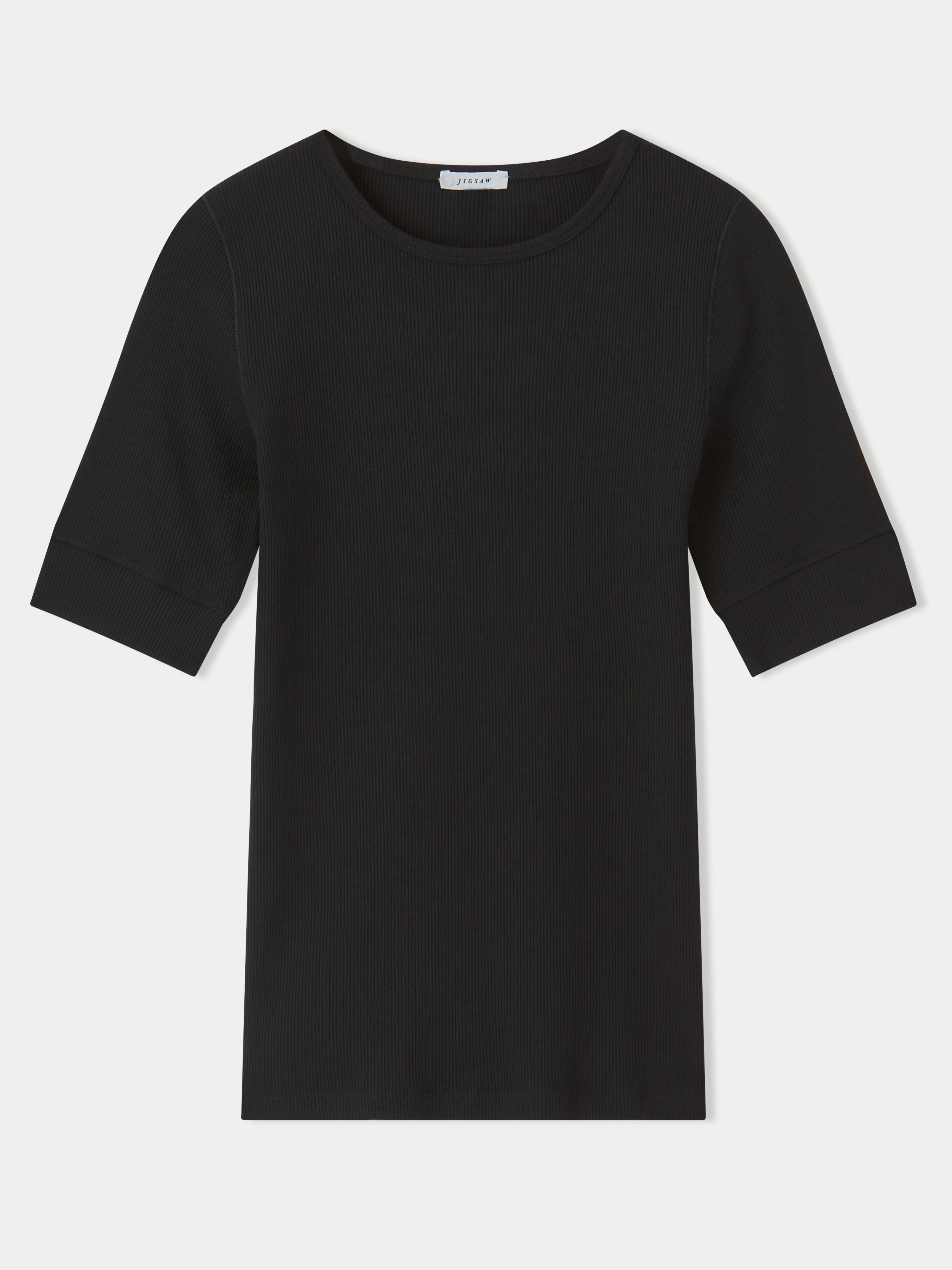 Bovey Ribbed Crew Neck Tee | Black