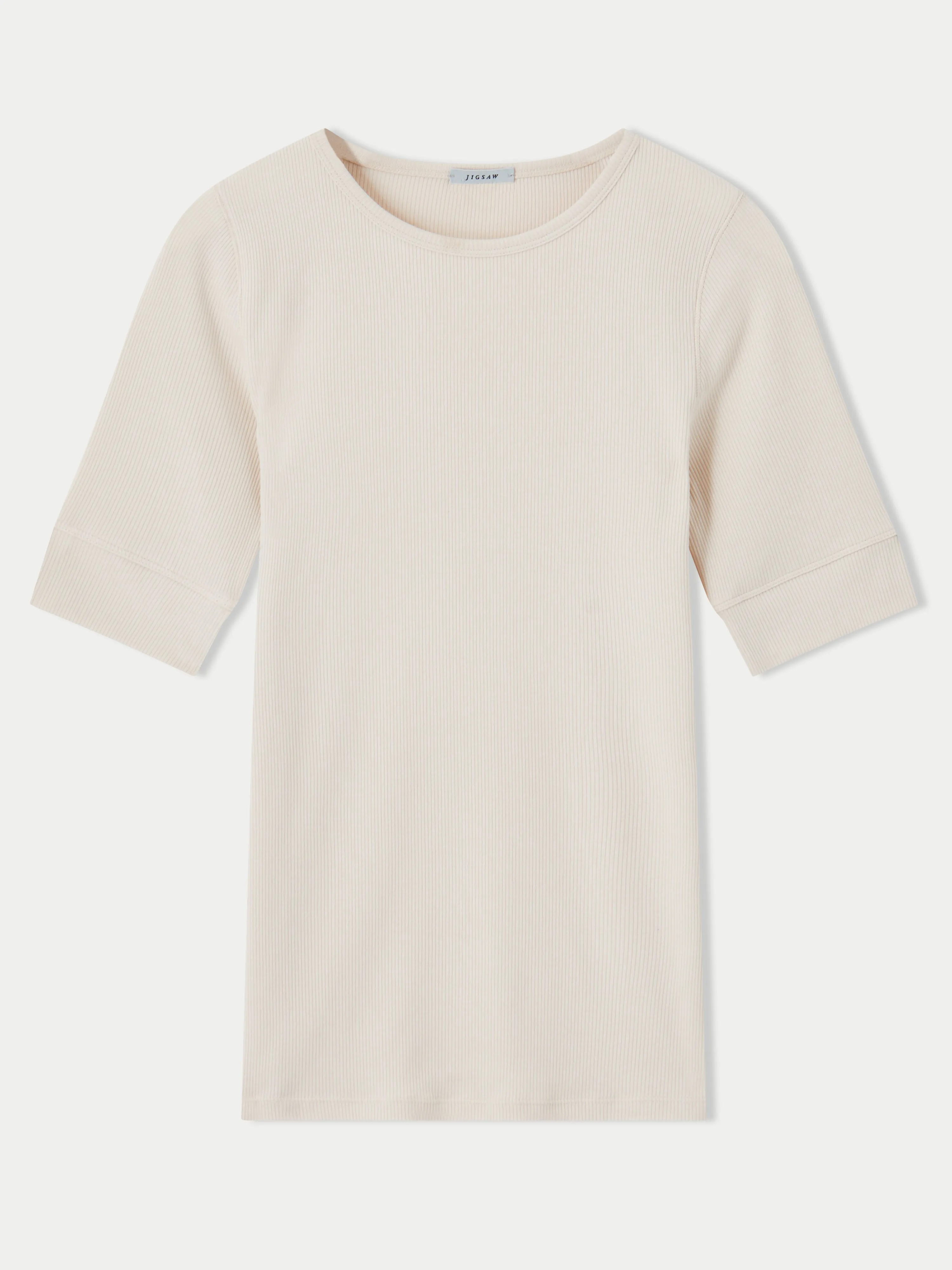 Bovey Ribbed Crew Neck Tee | Cream