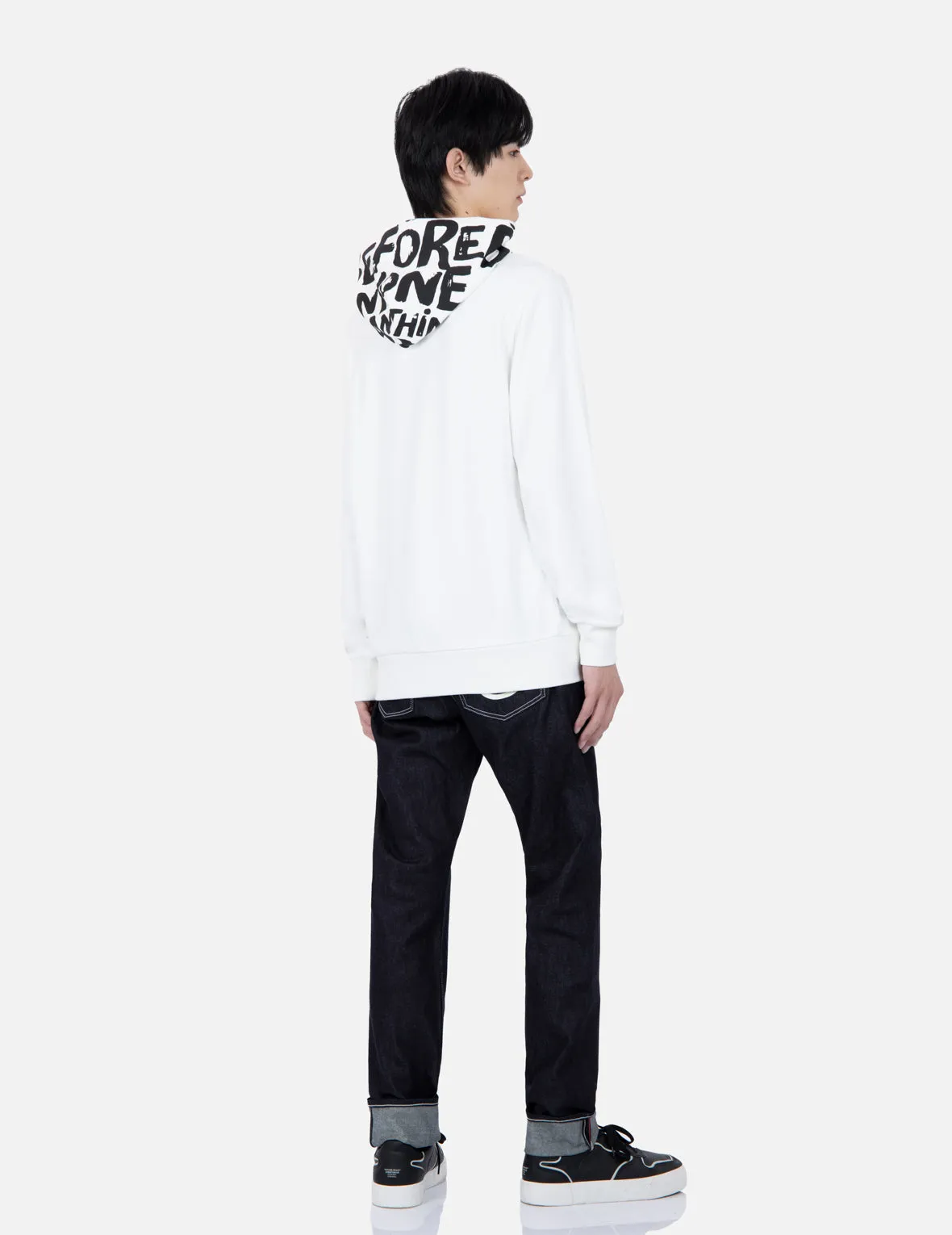 Brand Motto Print Hooded Sweatshirt