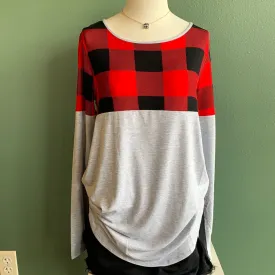 Buffalo Plaid Color Block Top