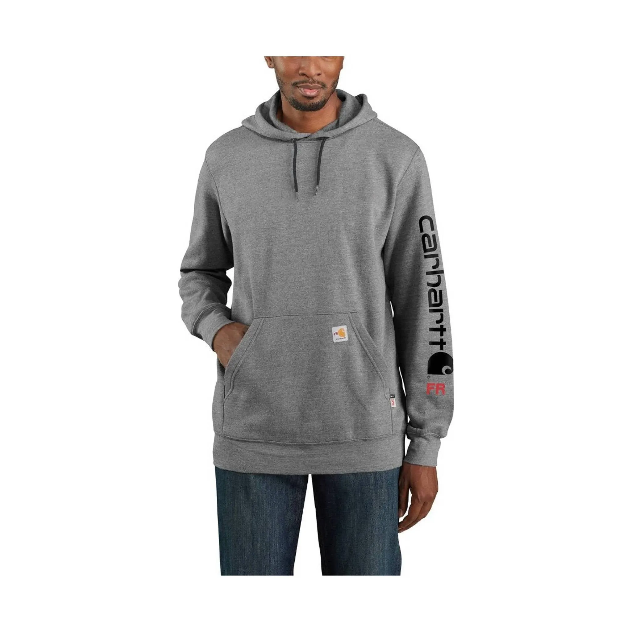 Carhartt Men's Flame Resistant Force Midweight Hooded Graphic Sweatshirt - Granite Heather