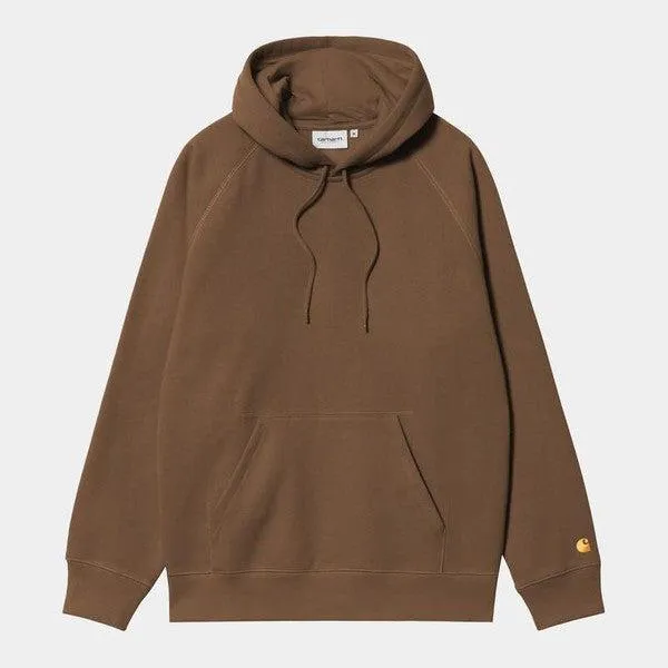 Carhartt WIP Hooded Chase Sweatshirt Chocolate - Gold