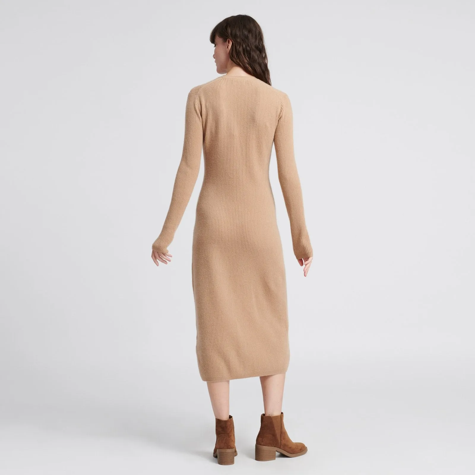 Cashmere Ribbed Cardigan Dress