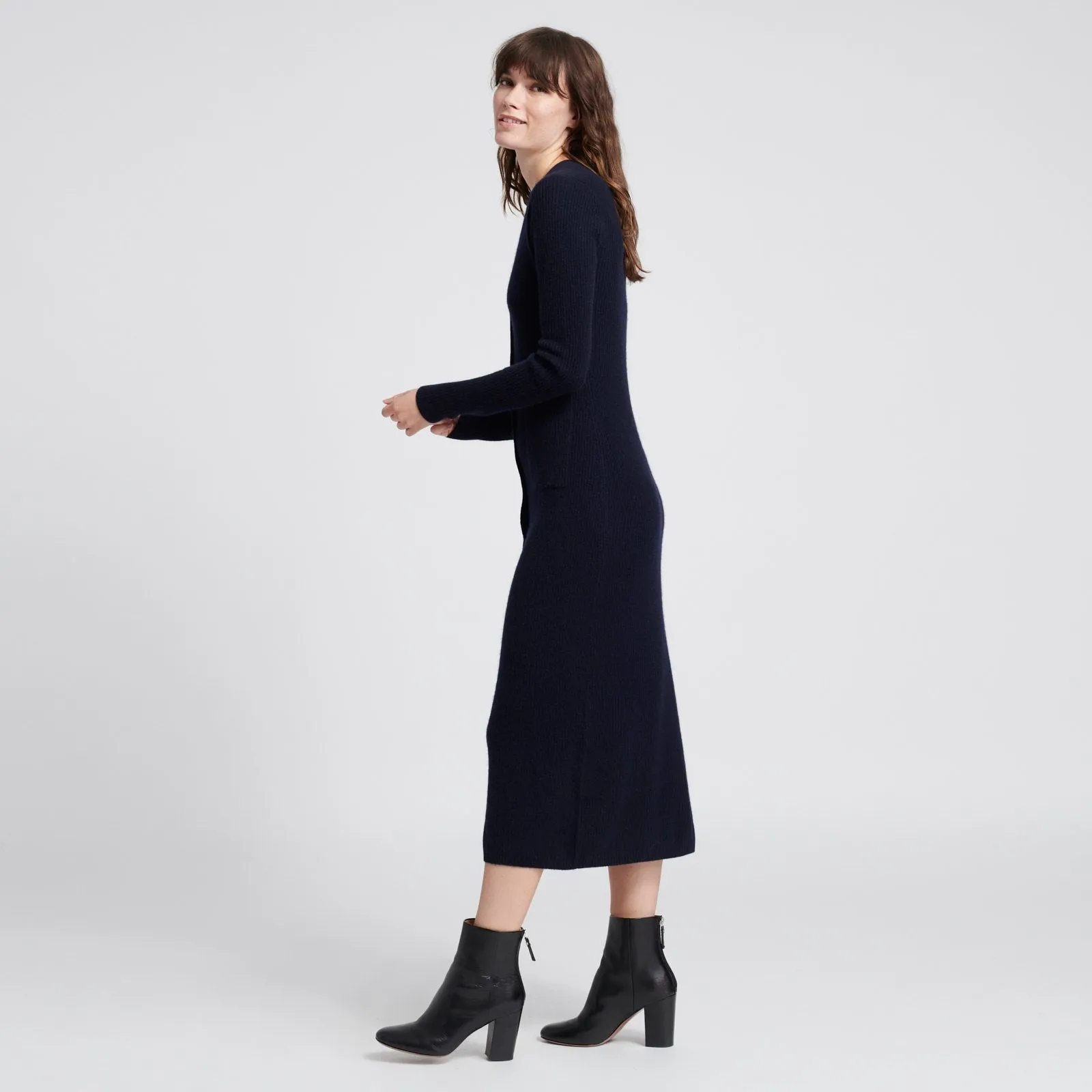 Cashmere Ribbed Cardigan Dress