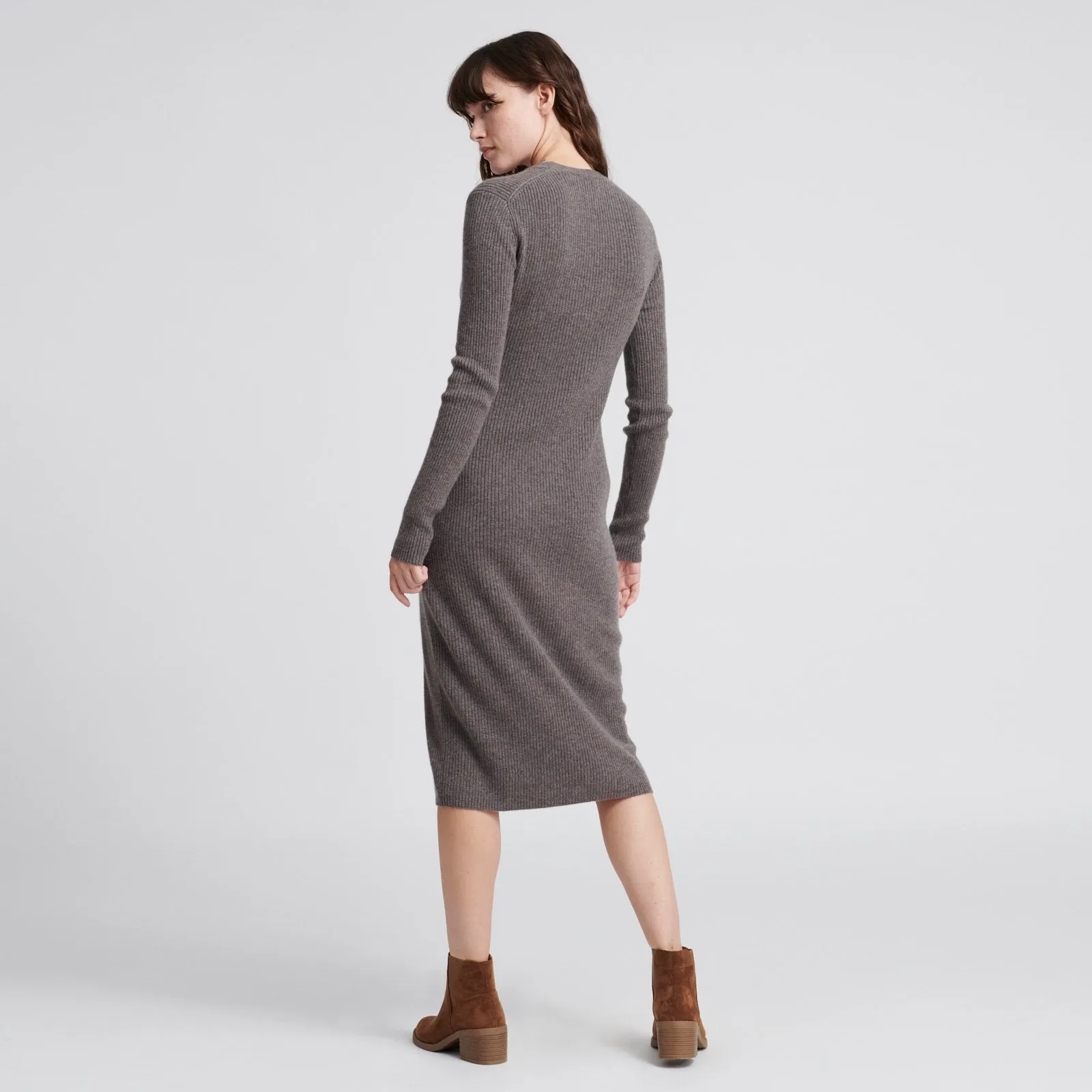 Cashmere Ribbed Cardigan Dress