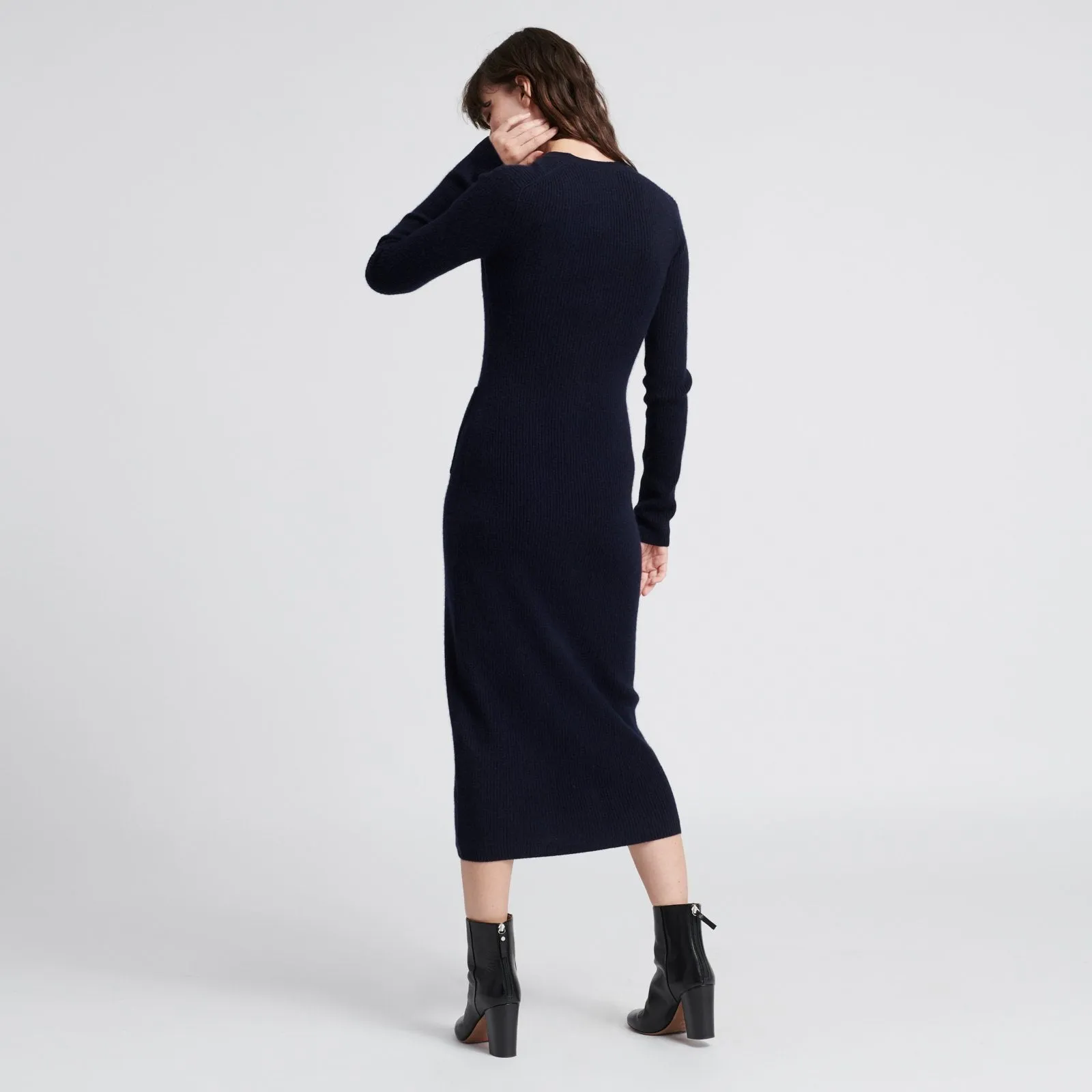 Cashmere Ribbed Cardigan Dress