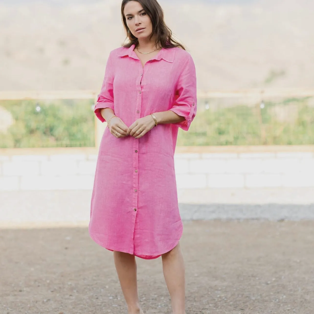 CC LINEN DUSTER WITH BUTTONS