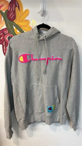 Champion Gray Hooded Sweatshirt, M