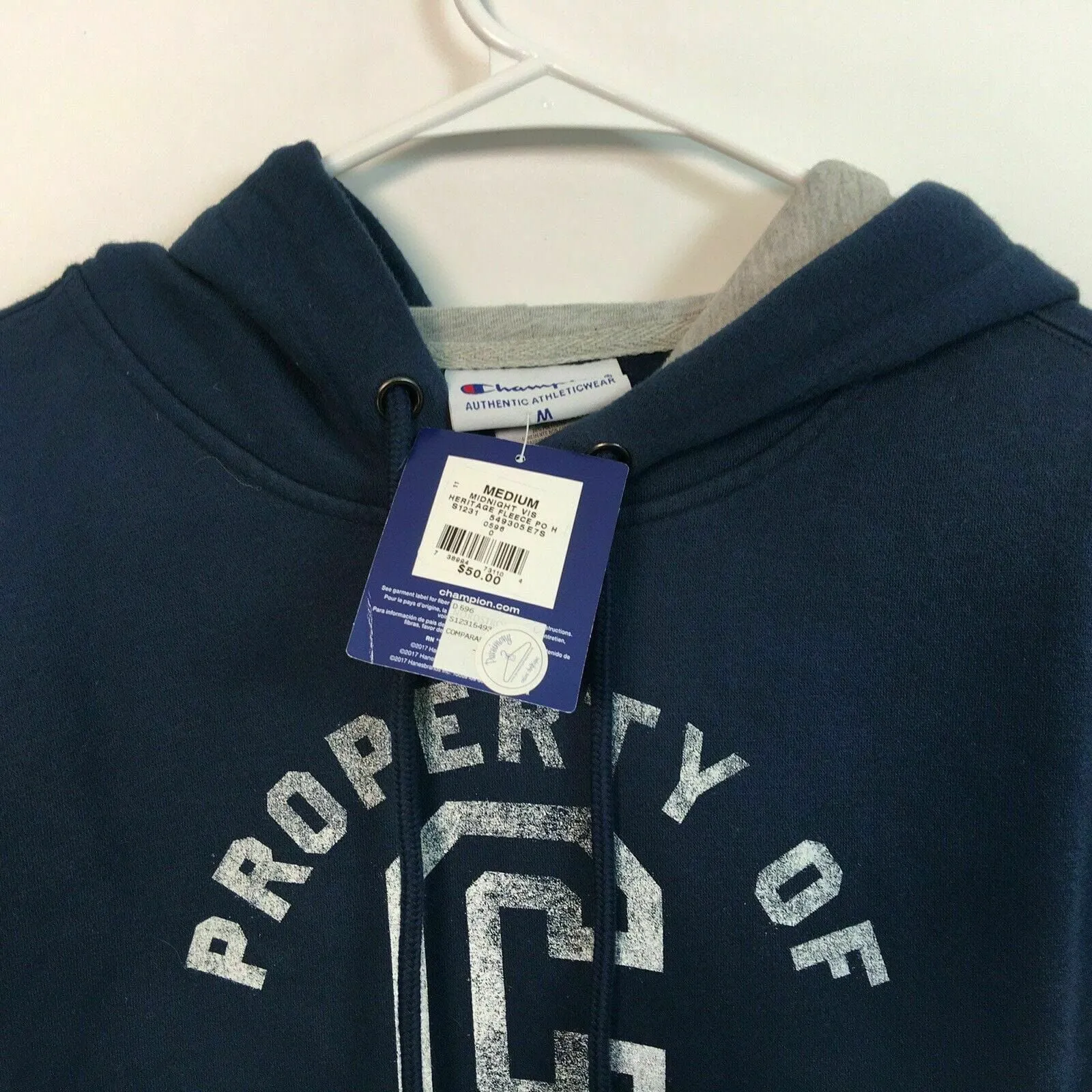 Champion Mens Size Medium Blue Sweatshirt Fleece Long Sleeve Hoodie NWT