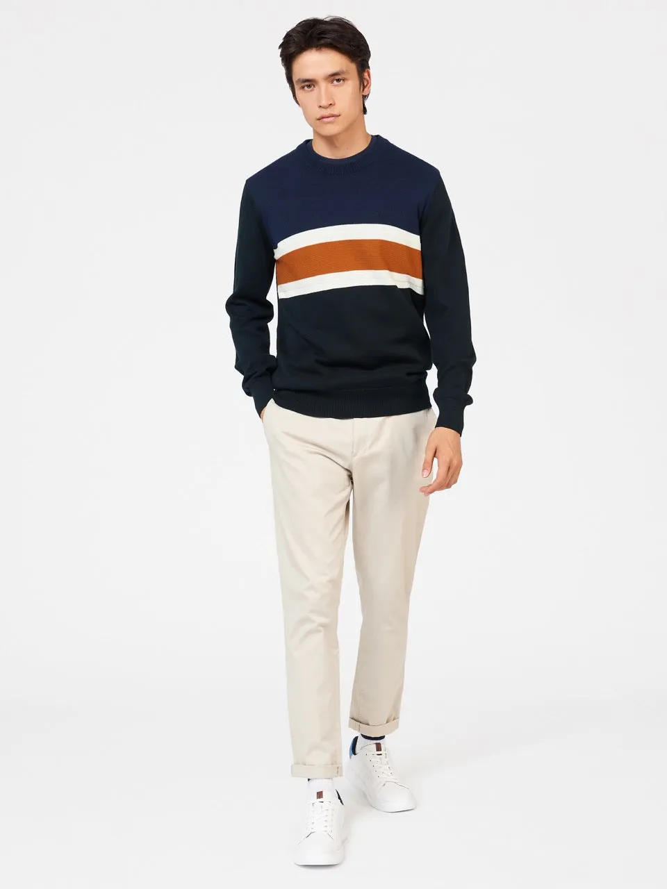 Chest Stripe Crewneck Sweater