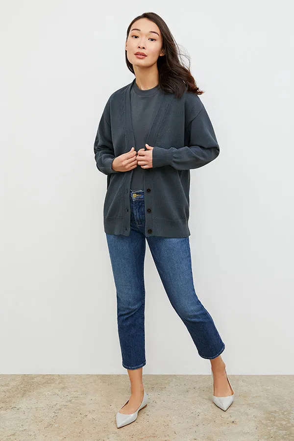 Cookie Cardigan - Sleek Cotton :: Dusty Indigo