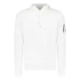 CP COMPANY WHITE LIGHT FLEECE HOODIE