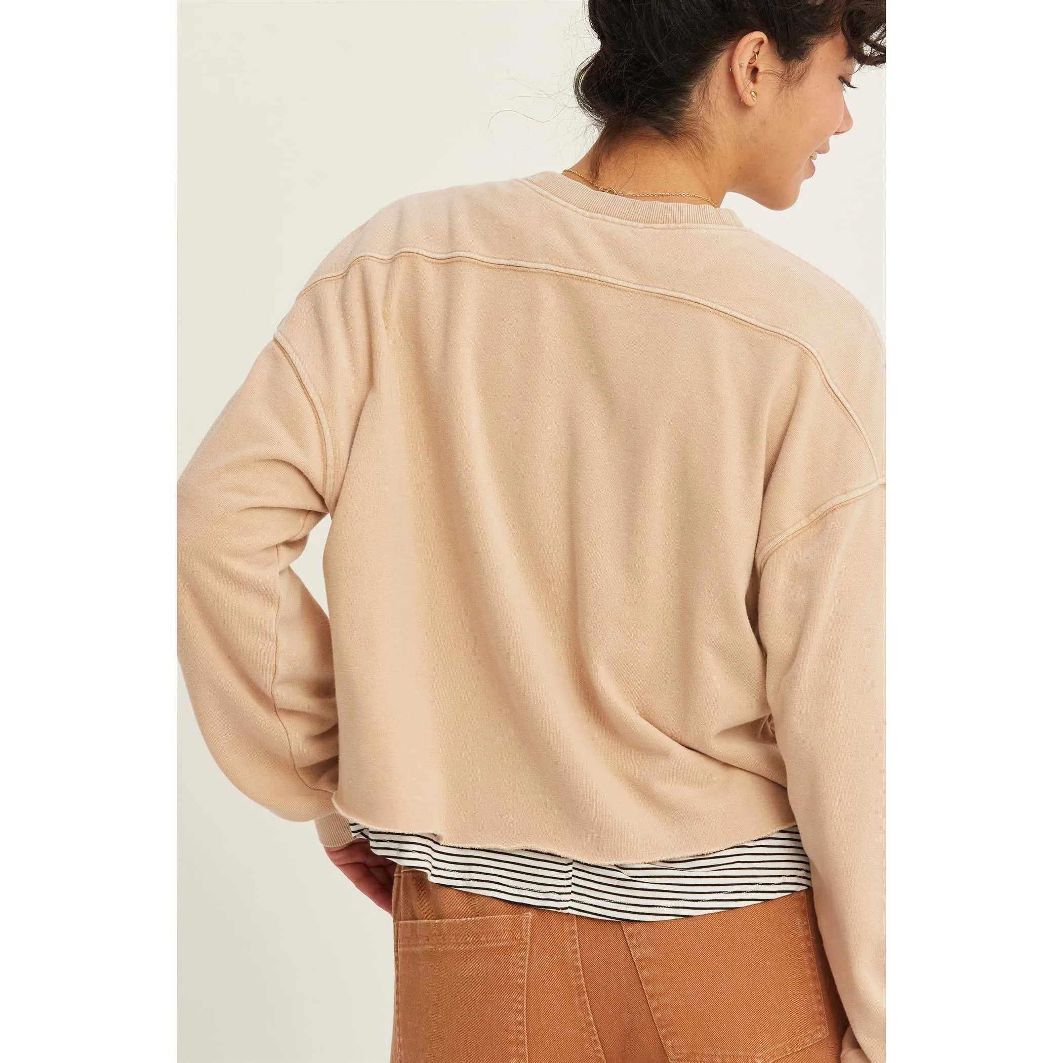 CROPPED CREWNECK SWEATSHIRT WITH RAW HEM