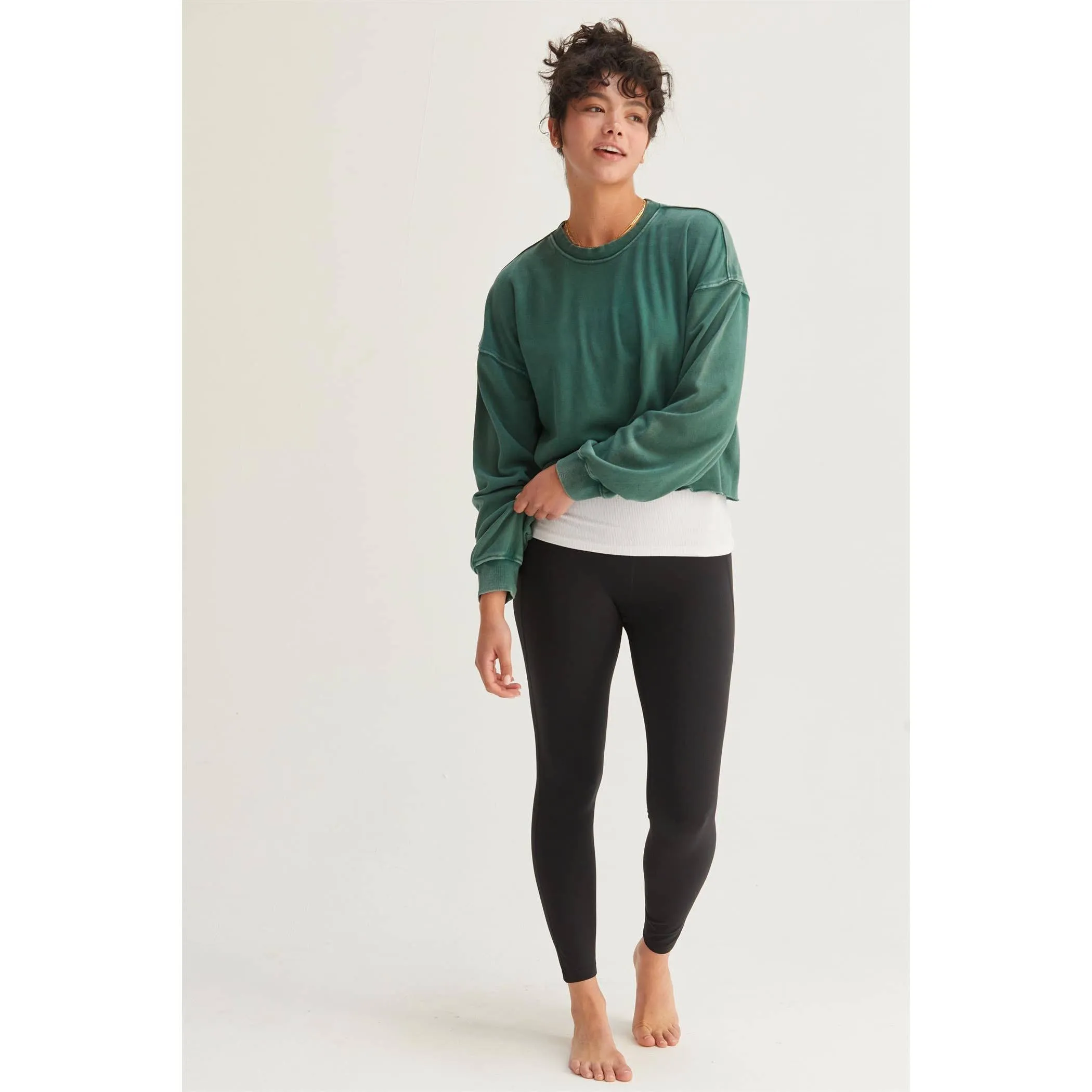 CROPPED CREWNECK SWEATSHIRT WITH RAW HEM