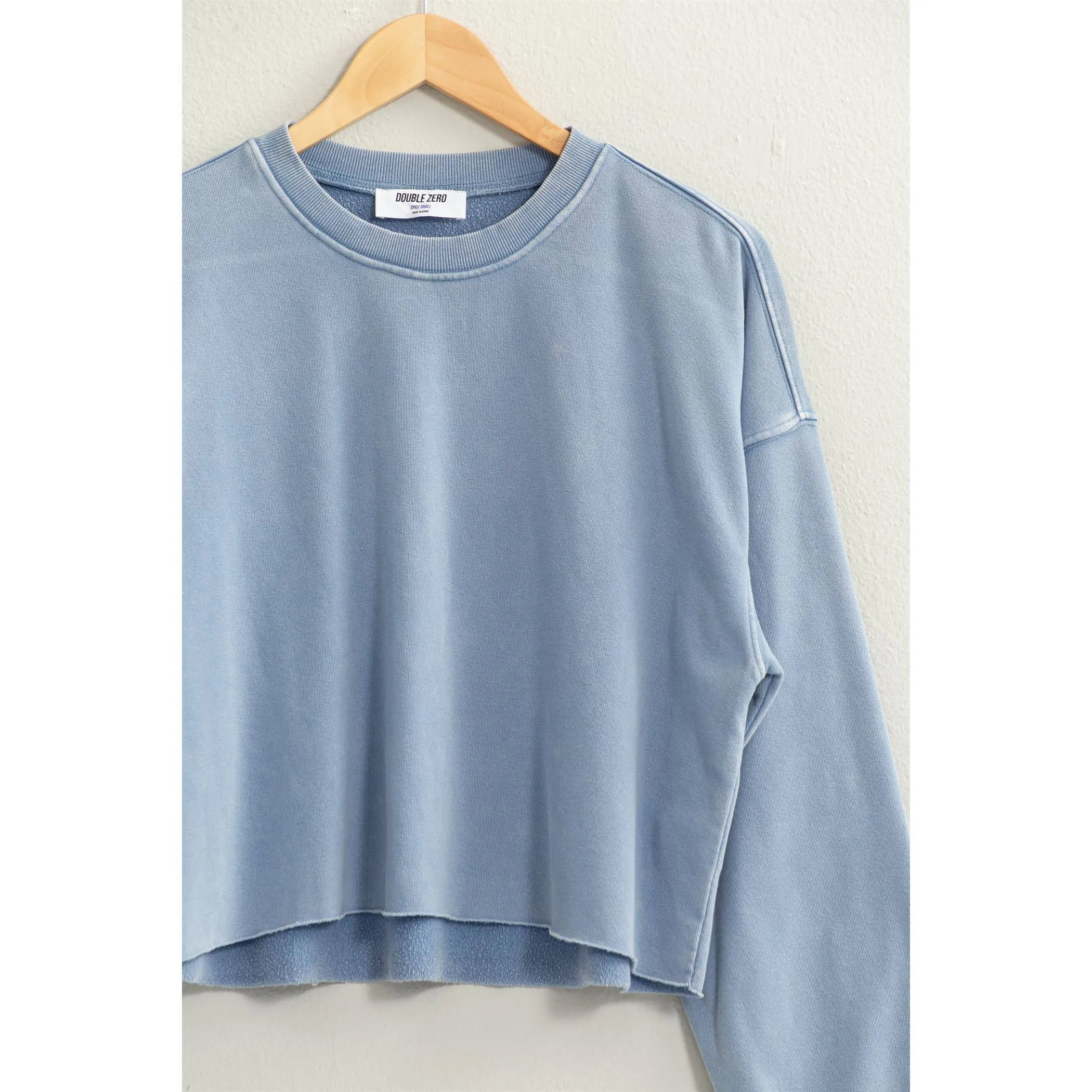 CROPPED CREWNECK SWEATSHIRT WITH RAW HEM