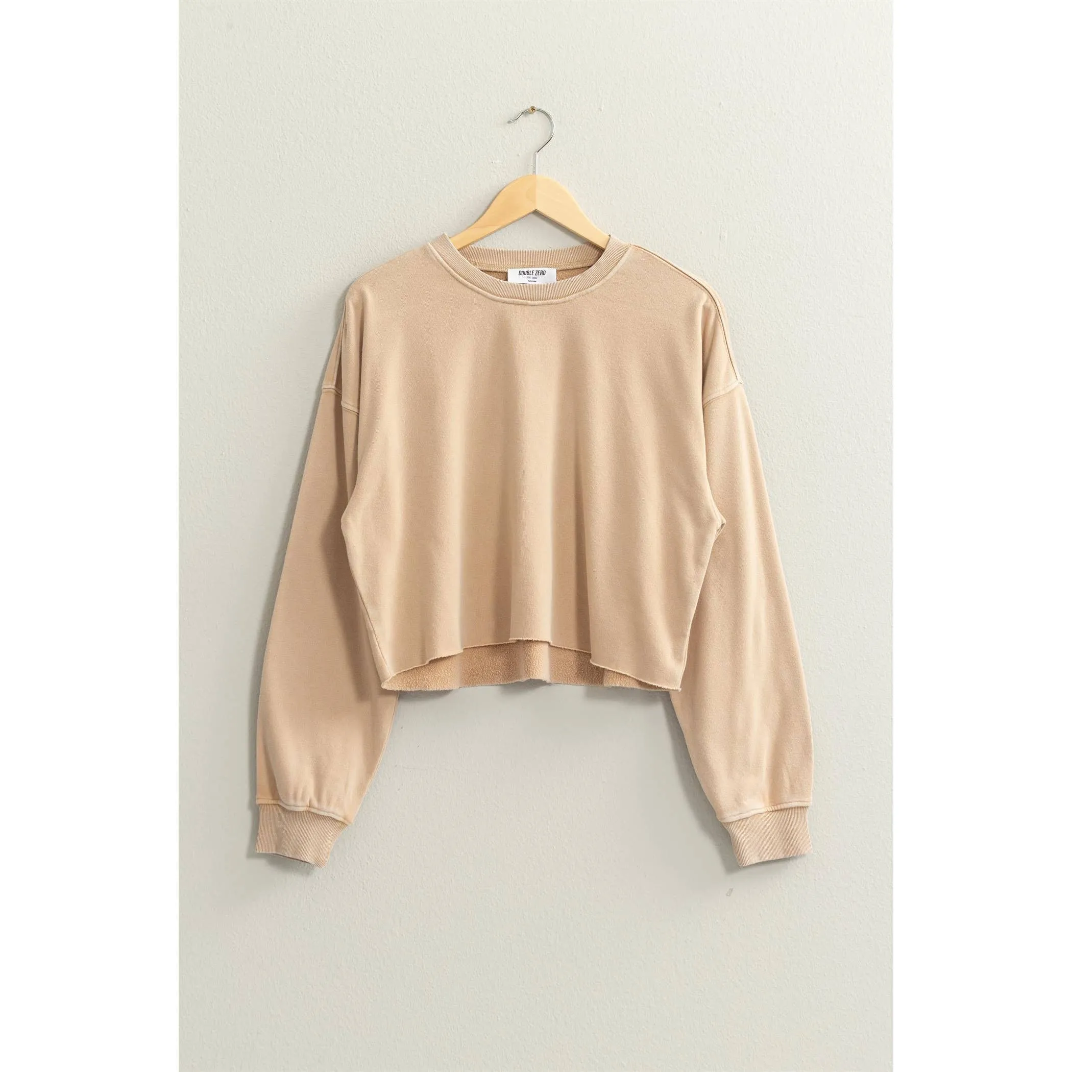 CROPPED CREWNECK SWEATSHIRT WITH RAW HEM