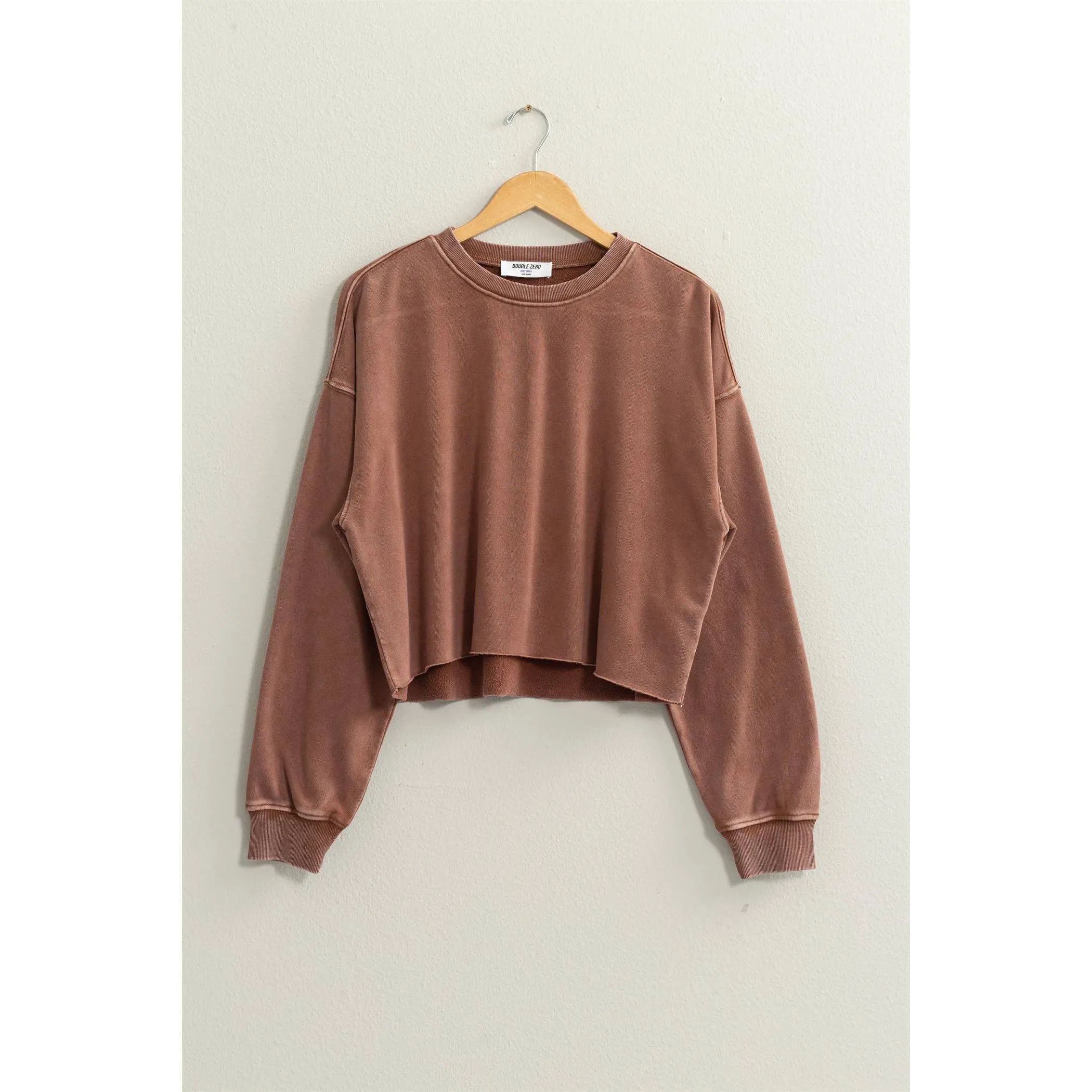 CROPPED CREWNECK SWEATSHIRT WITH RAW HEM