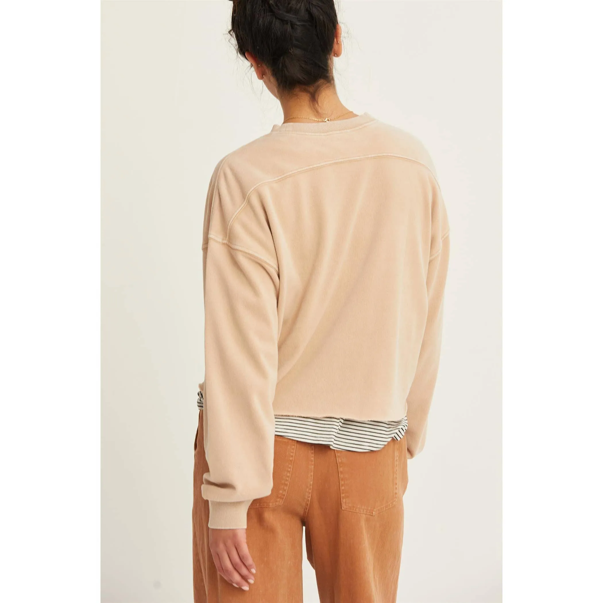 CROPPED CREWNECK SWEATSHIRT WITH RAW HEM