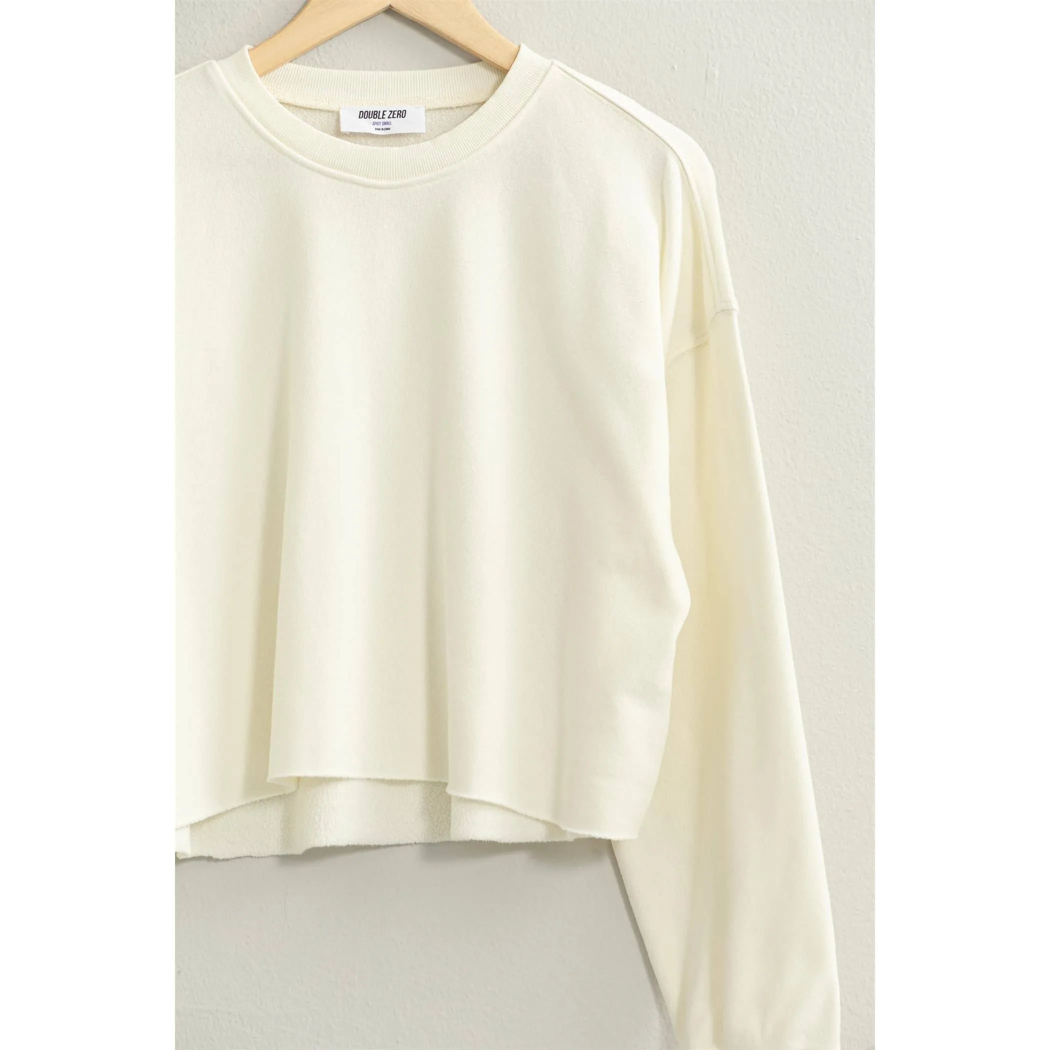 CROPPED CREWNECK SWEATSHIRT WITH RAW HEM