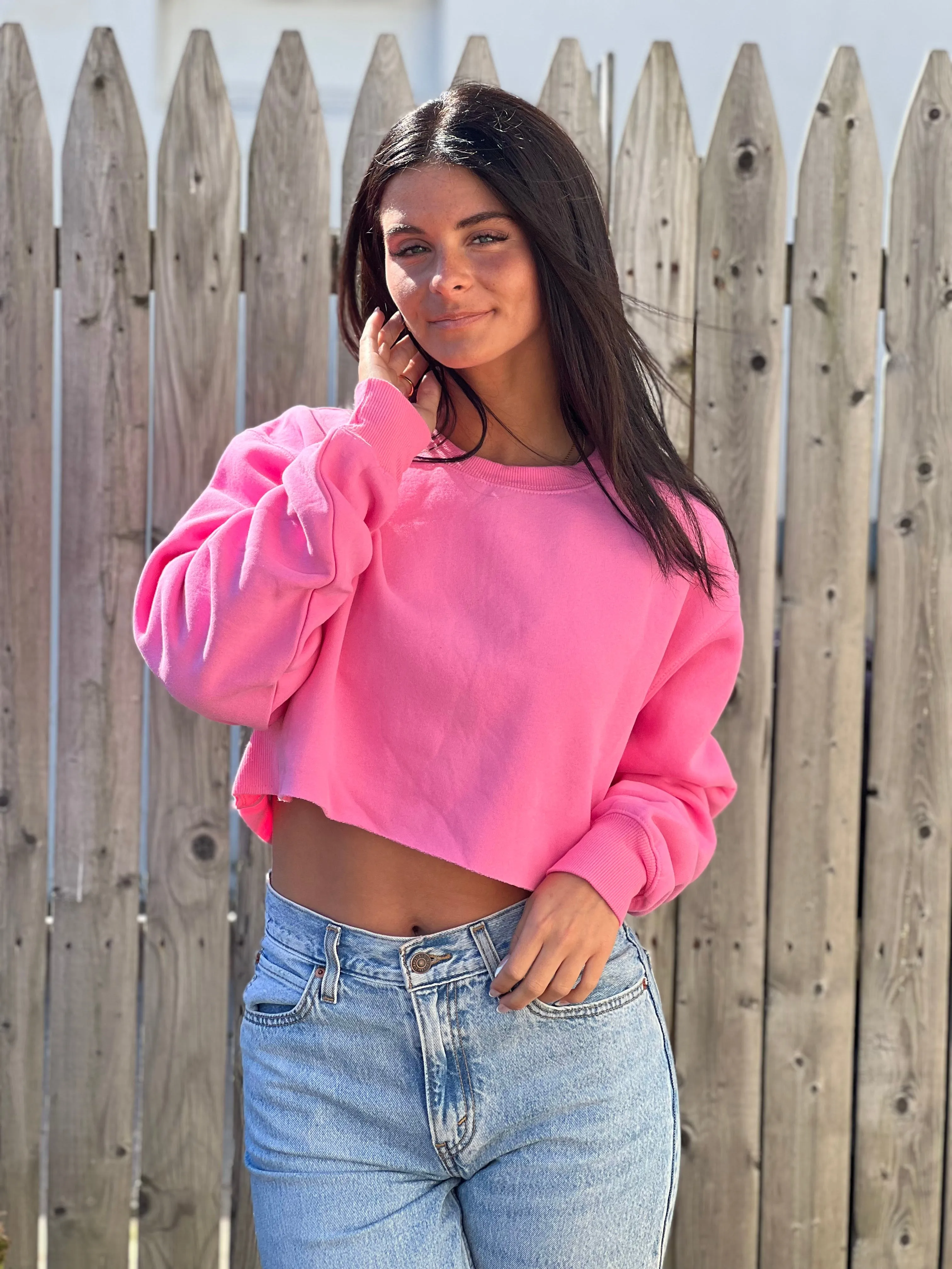 Cropped Fleece Sweatshirt